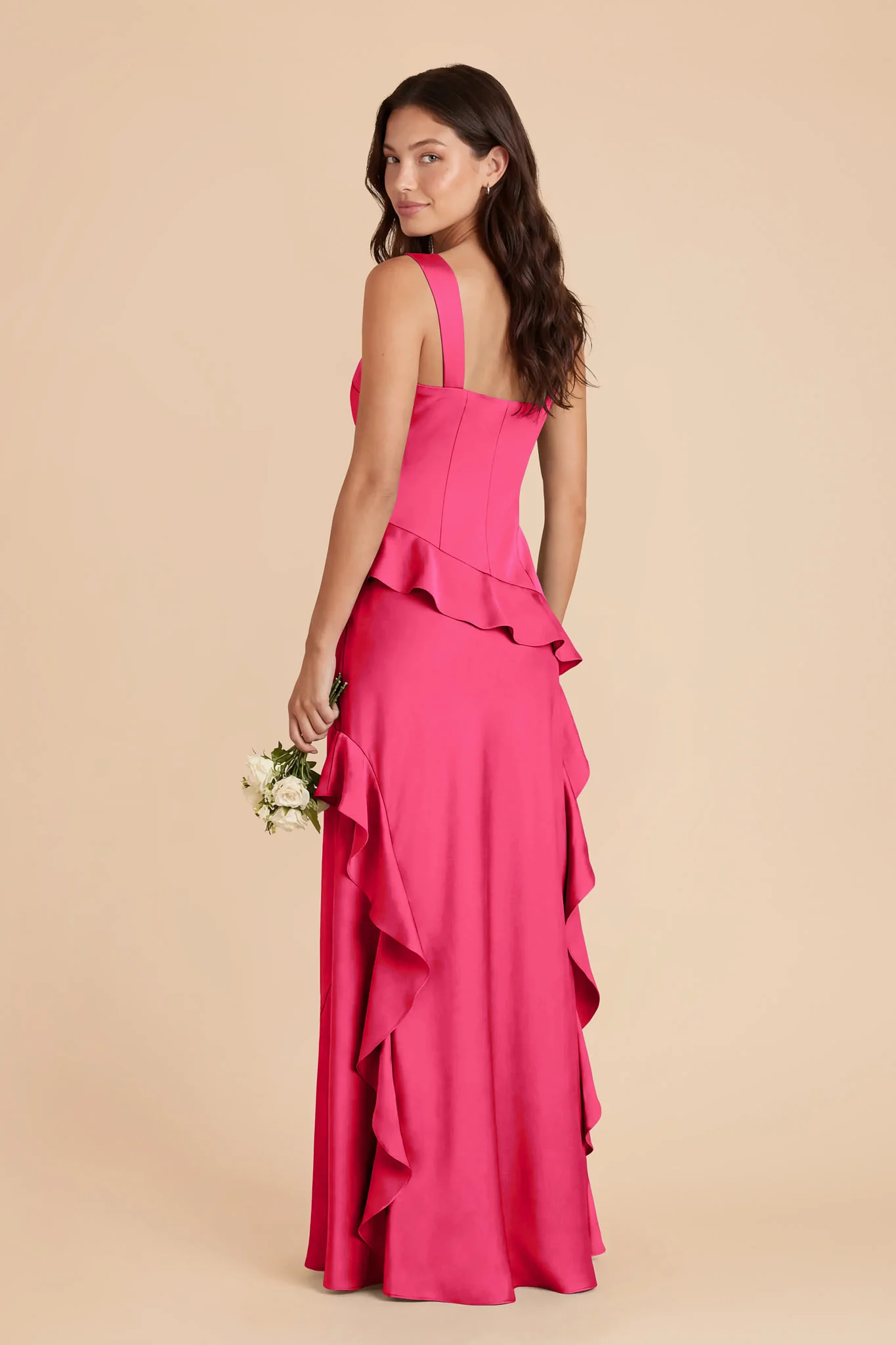 Jana Matte Satin Dress - Fuchsia - Image 4