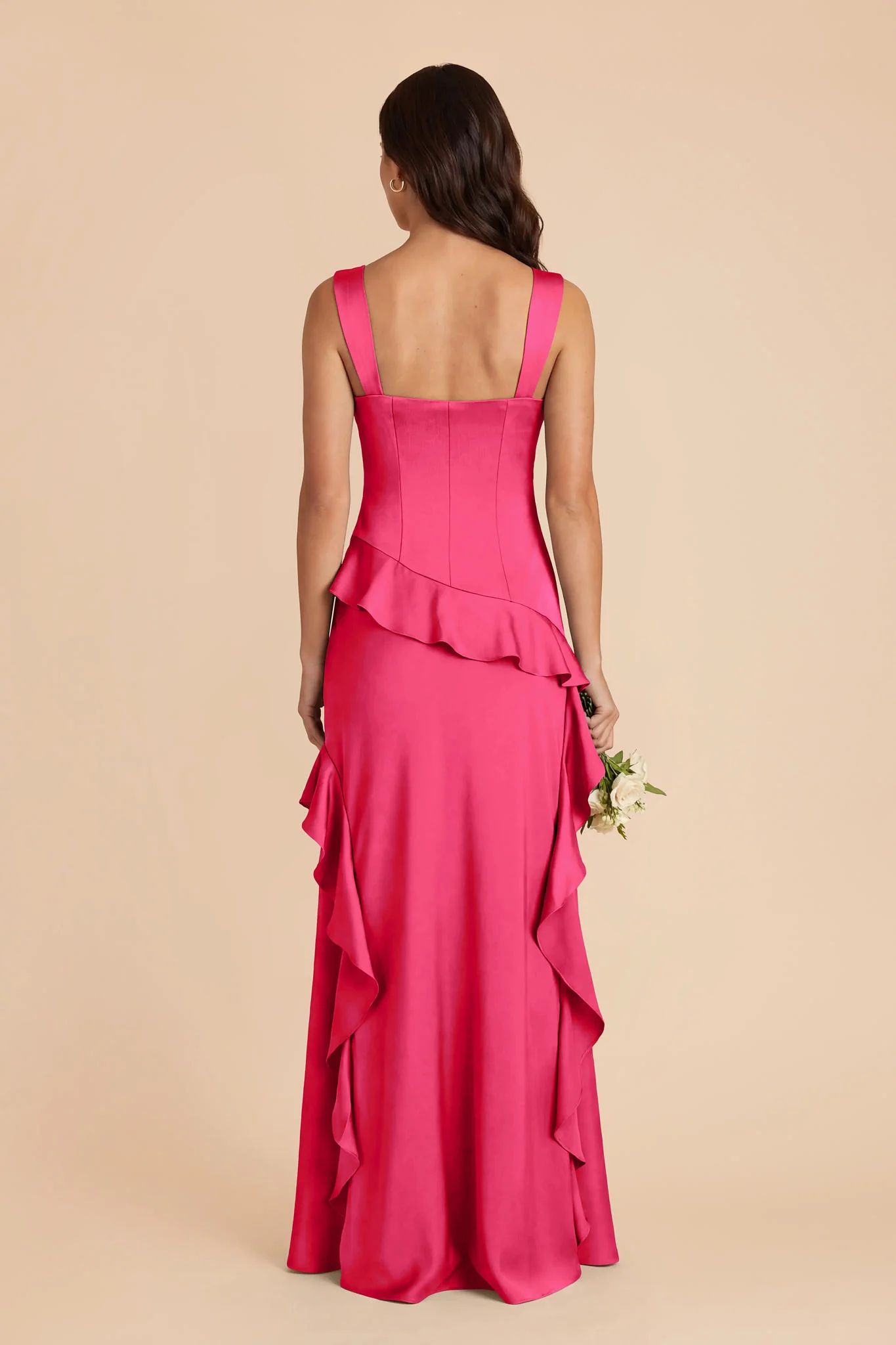 Jana Matte Satin Dress - Fuchsia - Image 5