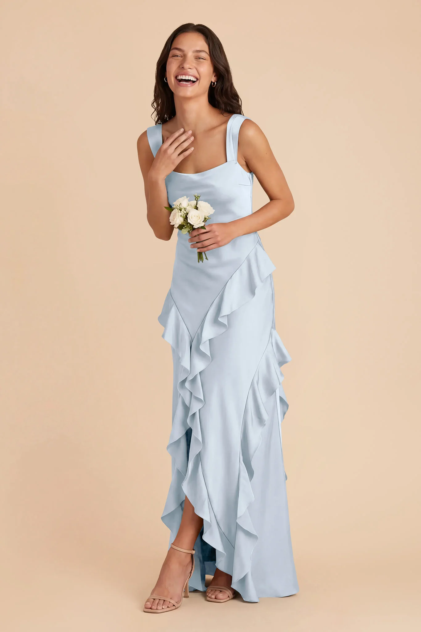 Jana Matte Satin Dress - Mist Blue - Image 3