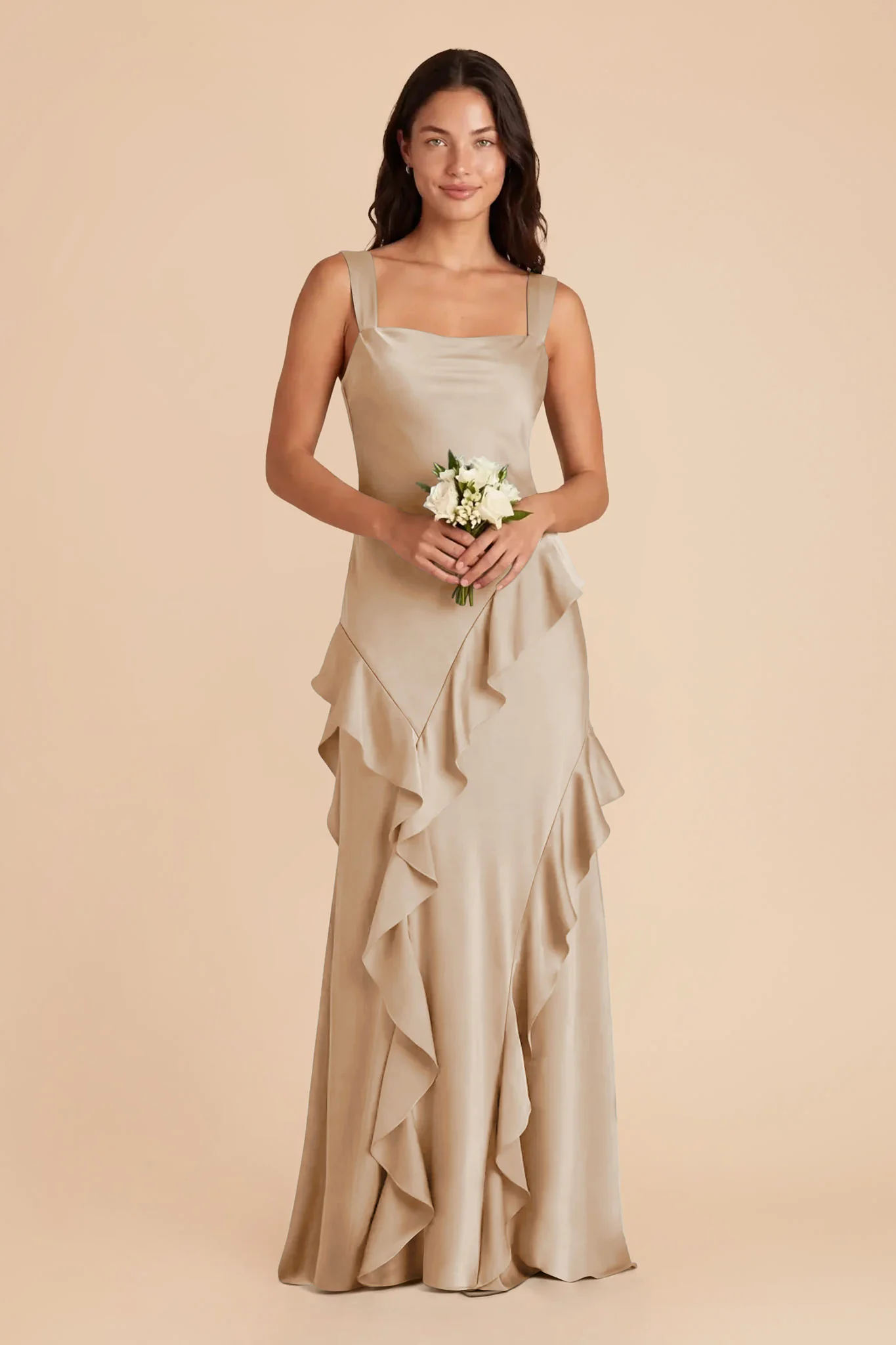 Jana Matte Satin Dress - Neutral Champagne - Image 2