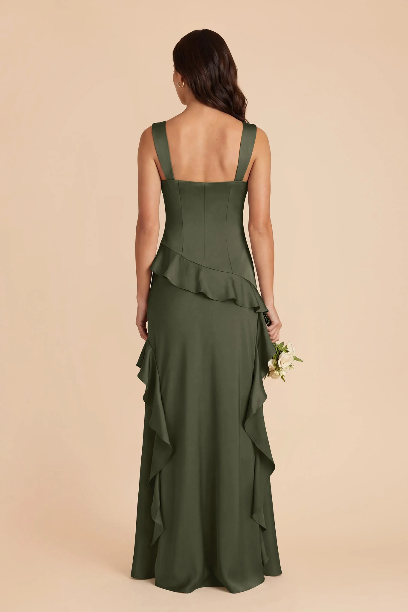 Jana Matte Satin Dress - Olive - Image 5