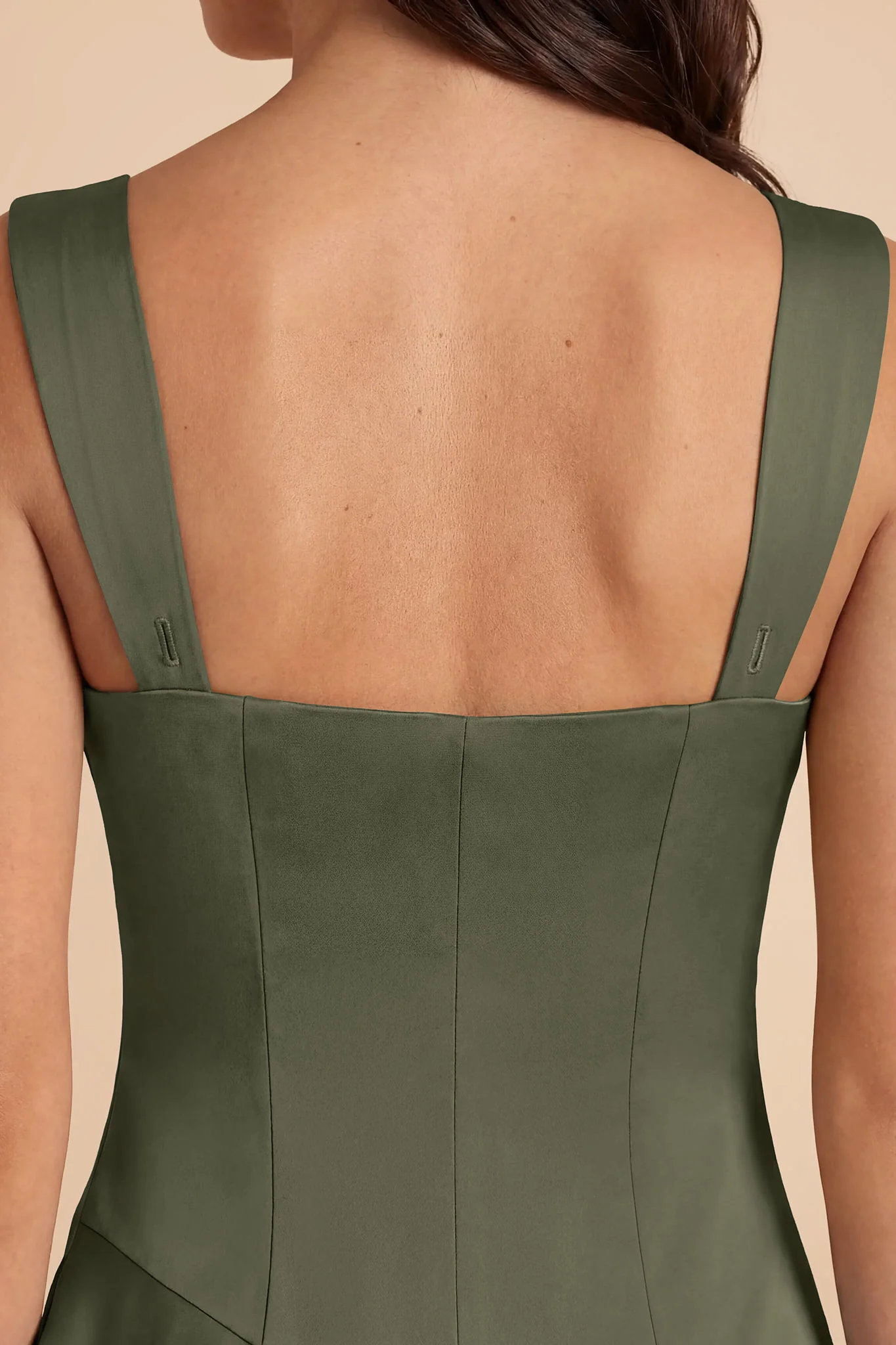 Jana Matte Satin Dress - Olive - Image 6