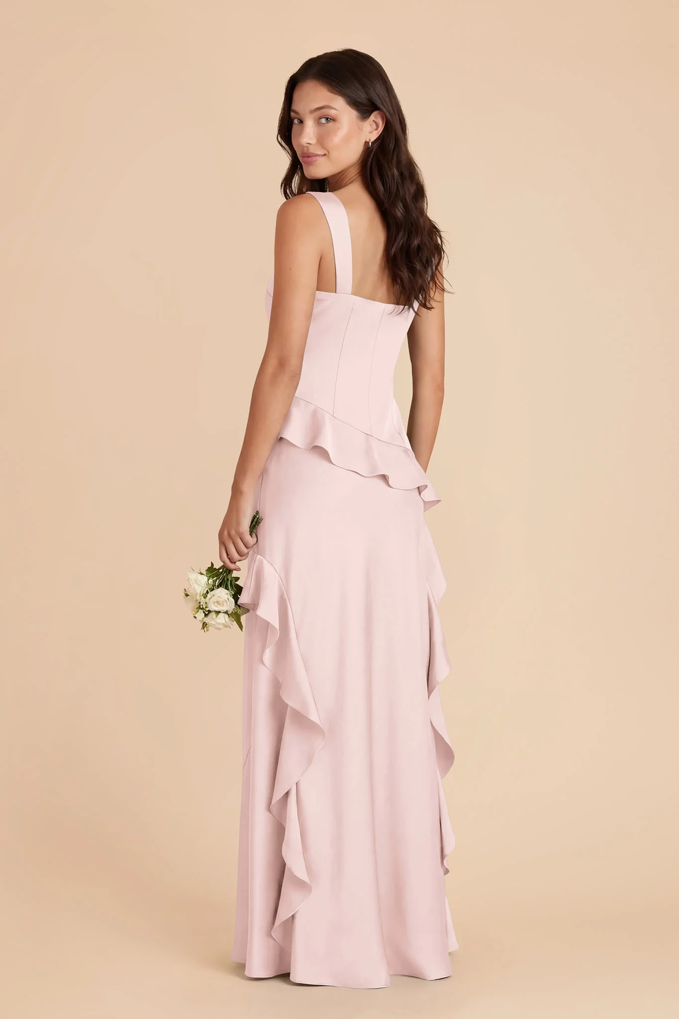 Jana Matte Satin Dress - Pale Blush - Image 4
