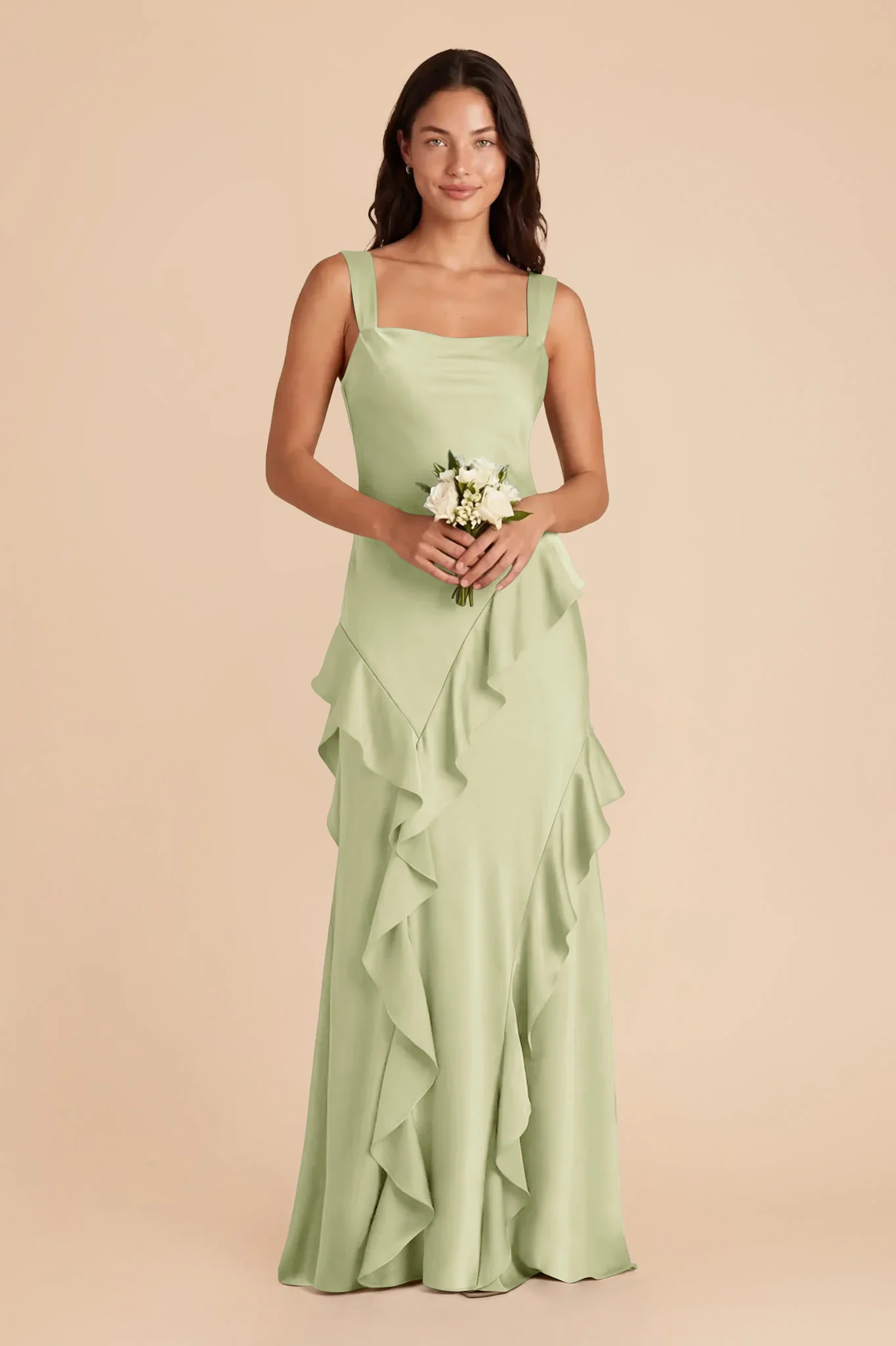 Jana Matte Satin Dress - Pale Pistachio - Image 2