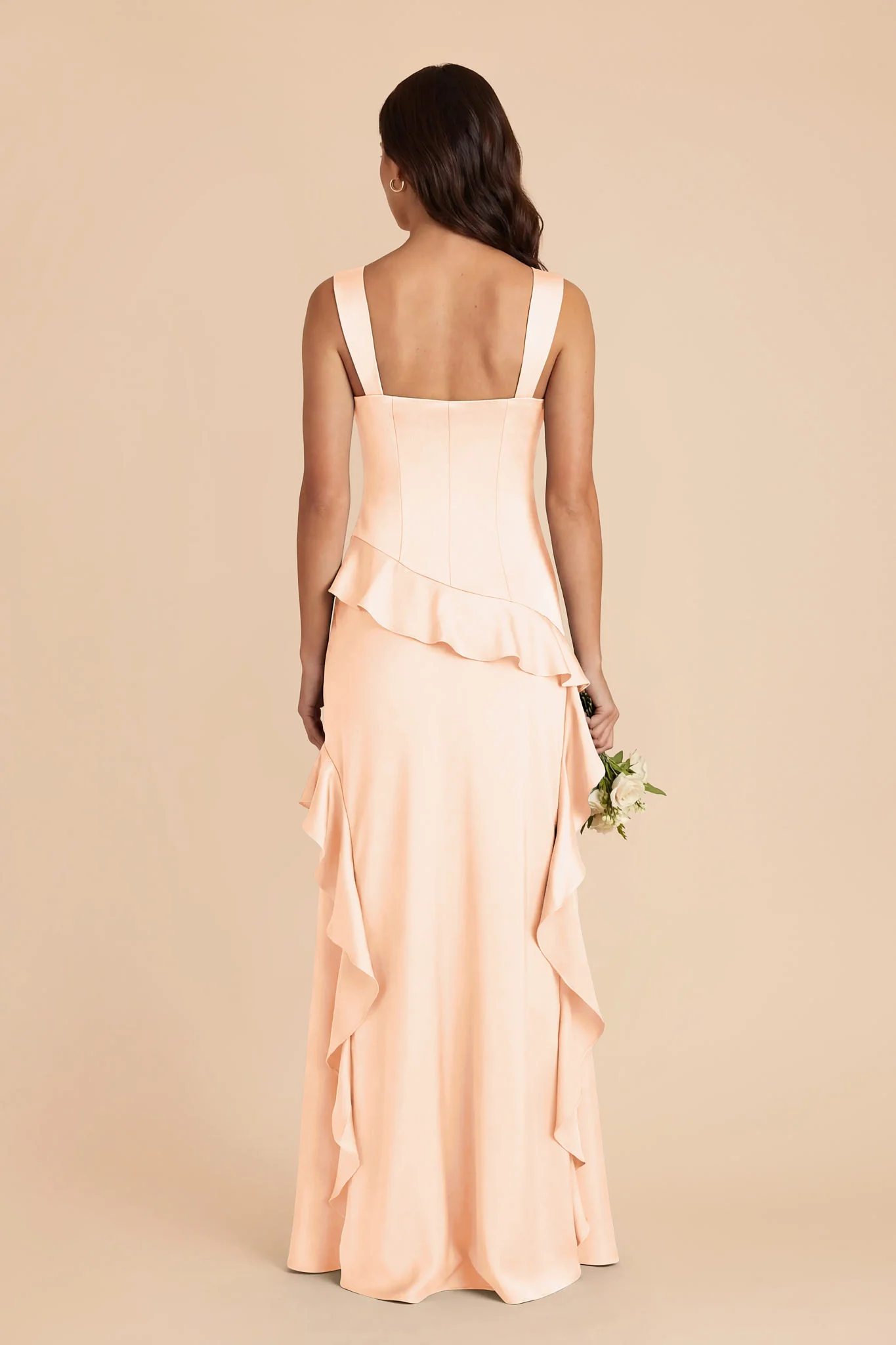 Jana Matte Satin Dress - Peach Cream - Image 5