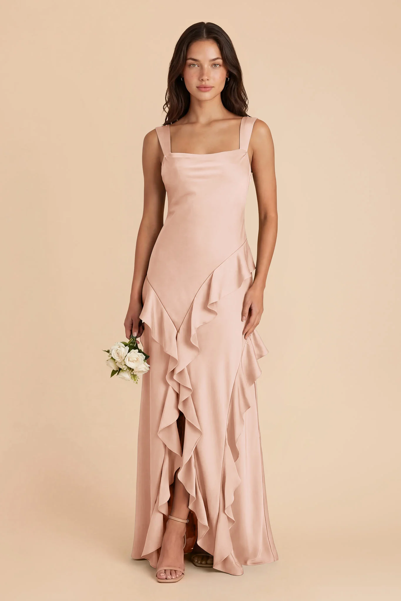 Jana Matte Satin Dress - Rose Gold