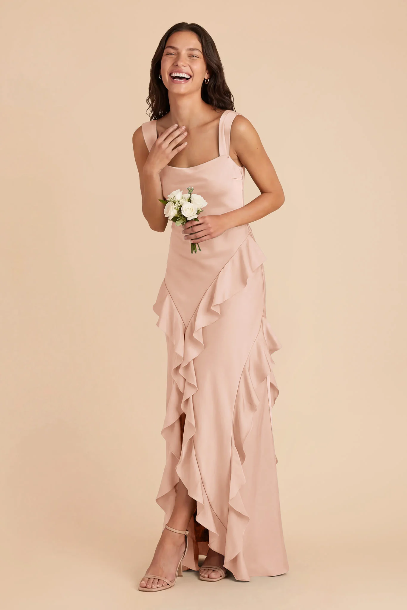 Jana Matte Satin Dress - Rose Gold - Image 3