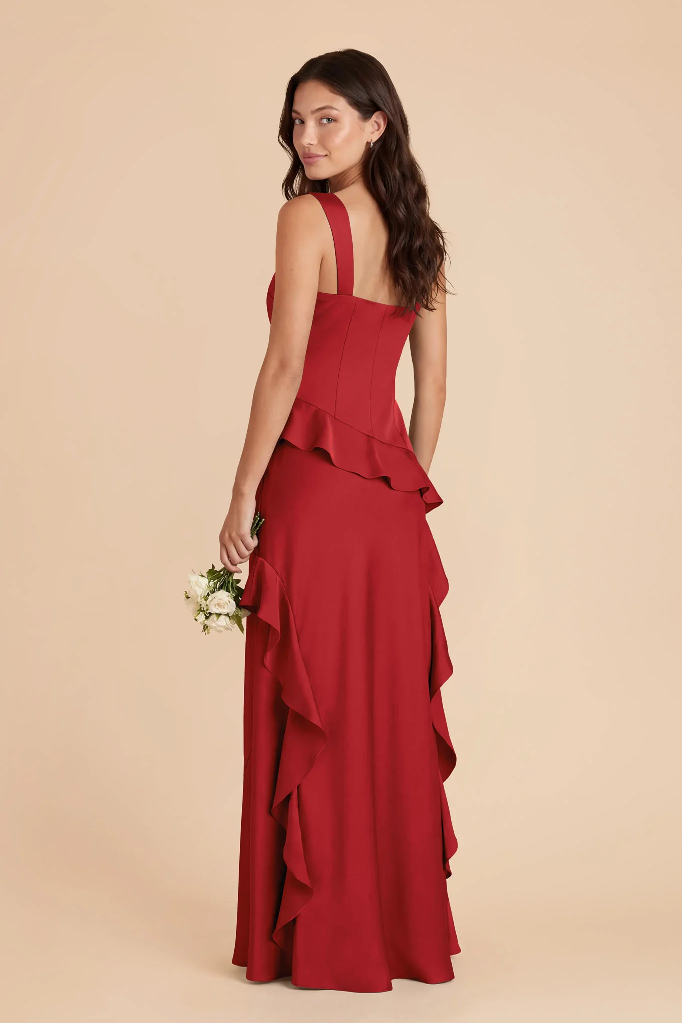 Jana Matte Satin Dress - Ruby Red - Image 4