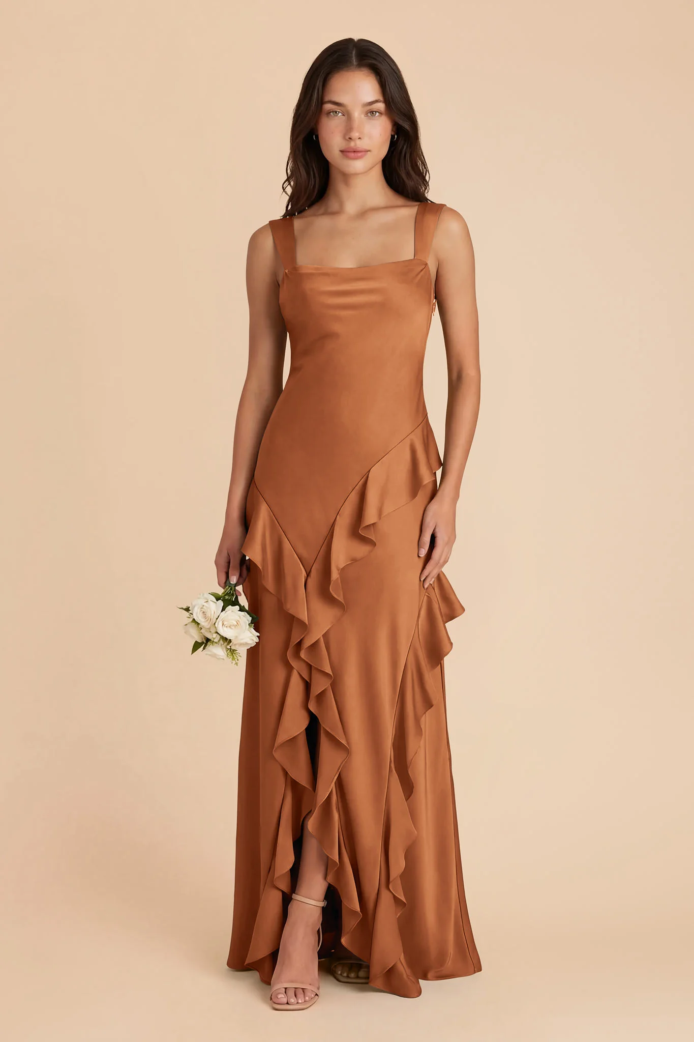 Jana Matte Satin Dress - Rust