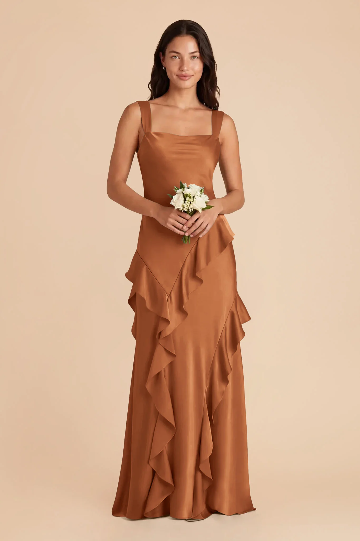 Jana Matte Satin Dress - Rust - Image 2