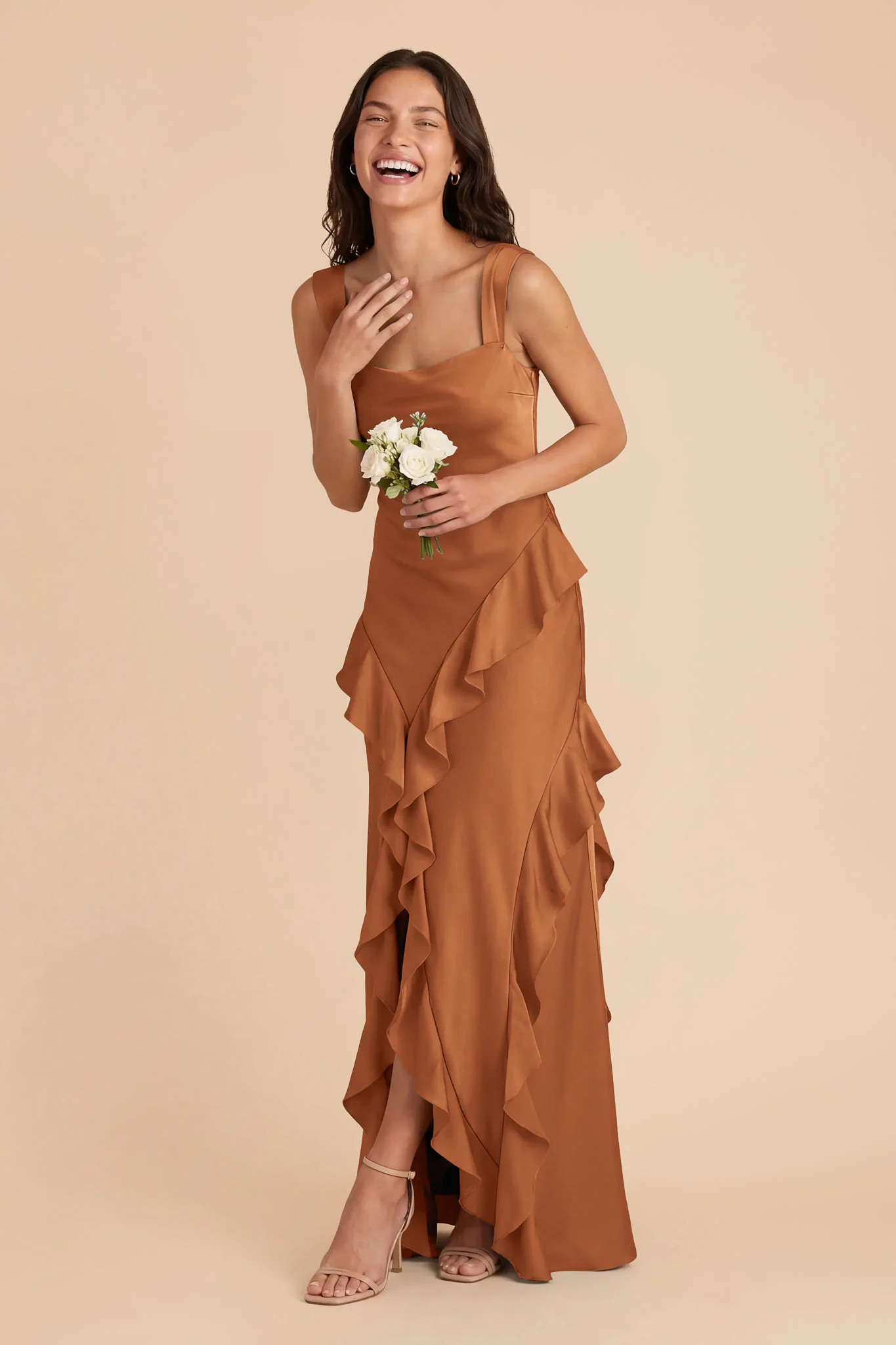 Jana Matte Satin Dress - Rust - Image 3