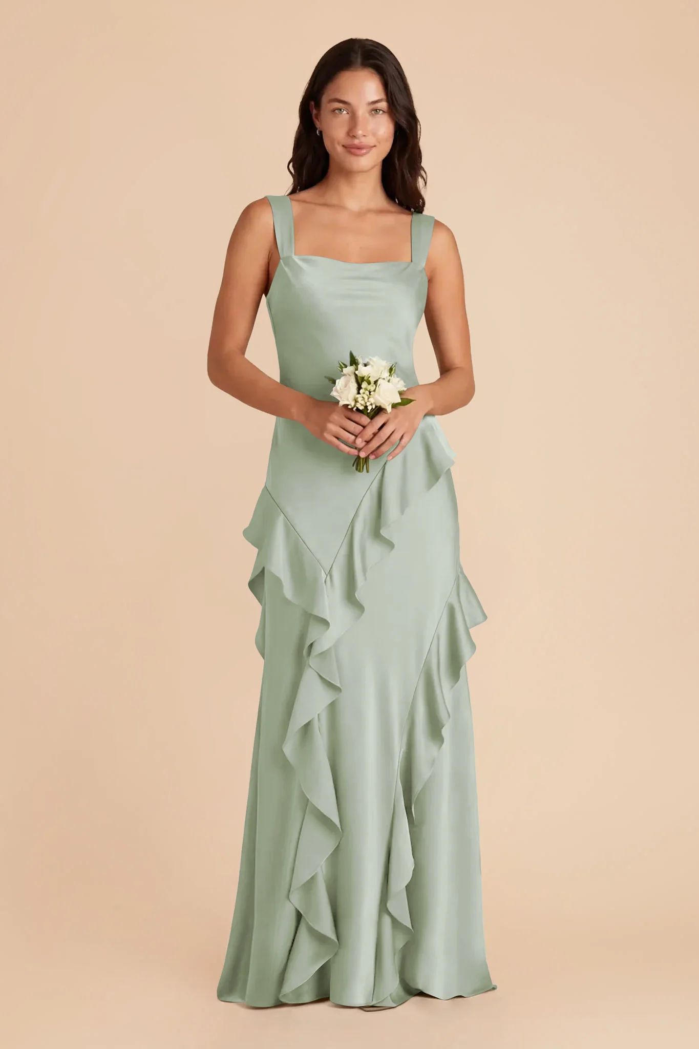 Jana Matte Satin Dress - Sage - Image 2