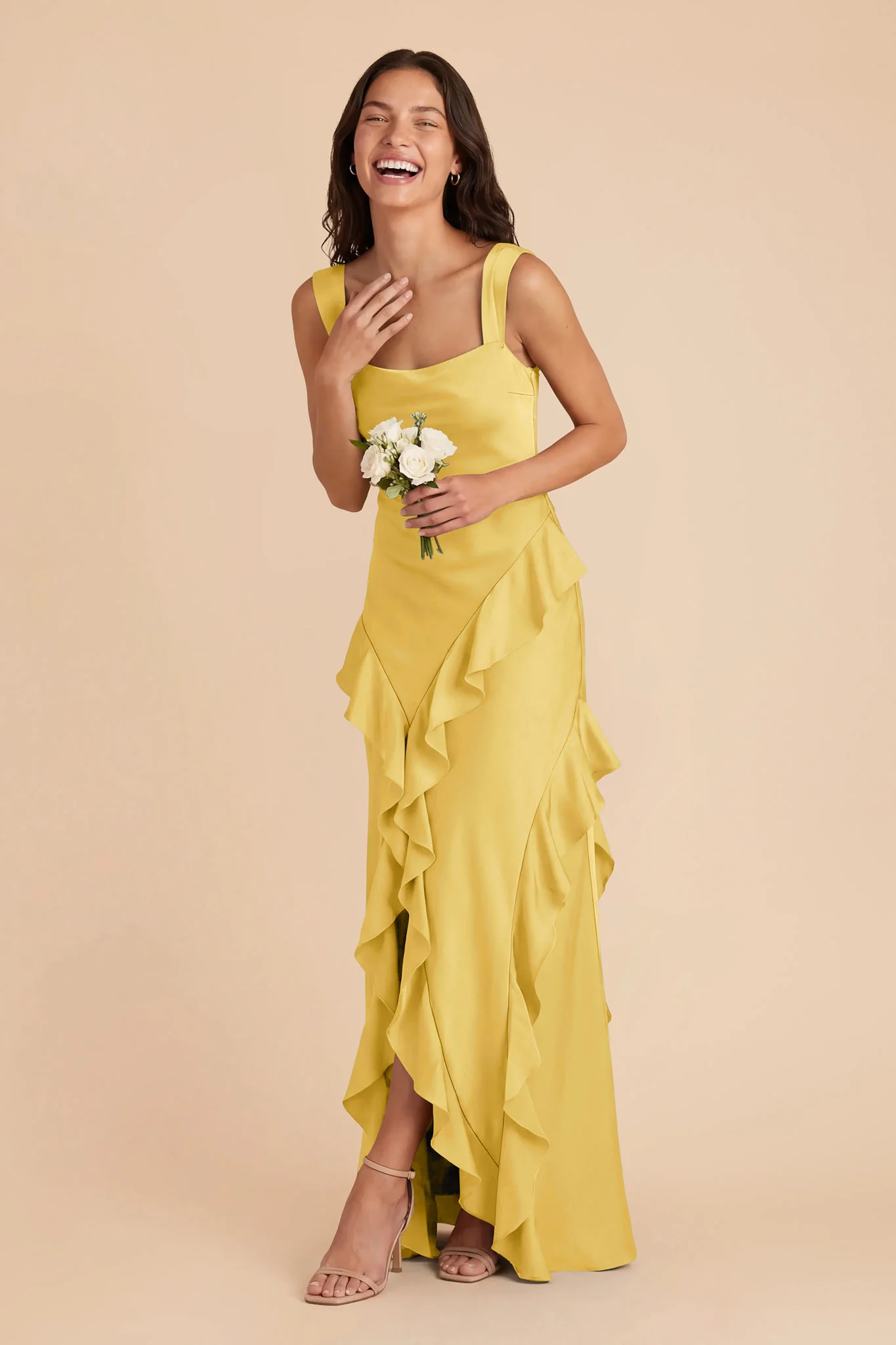 Jana Matte Satin Dress - Sunflower Yellow - Image 3