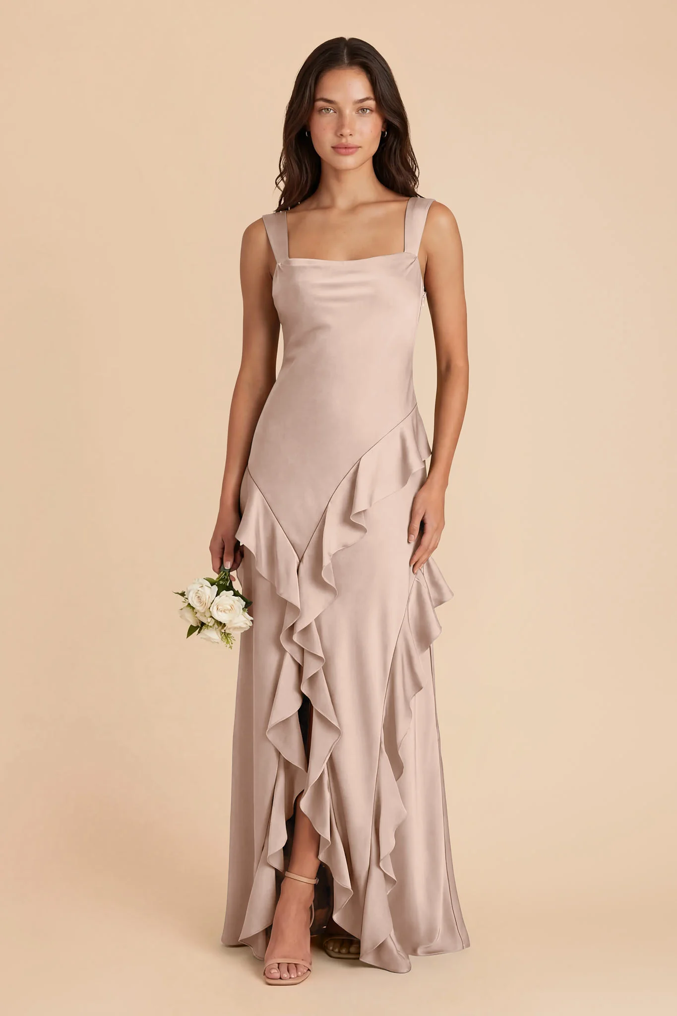 Jana Matte Satin Dress - Taupe