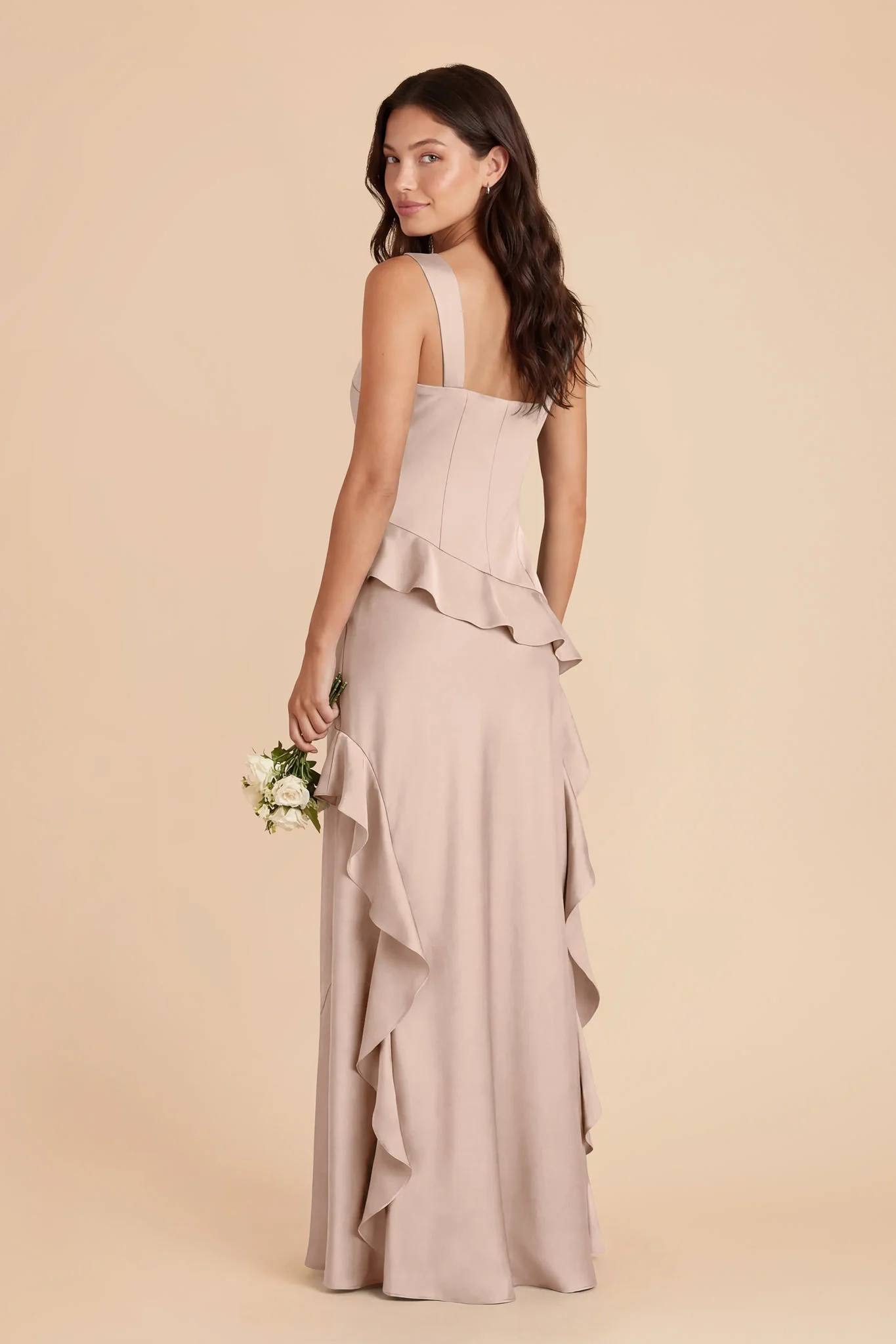 Jana Matte Satin Dress - Taupe - Image 4