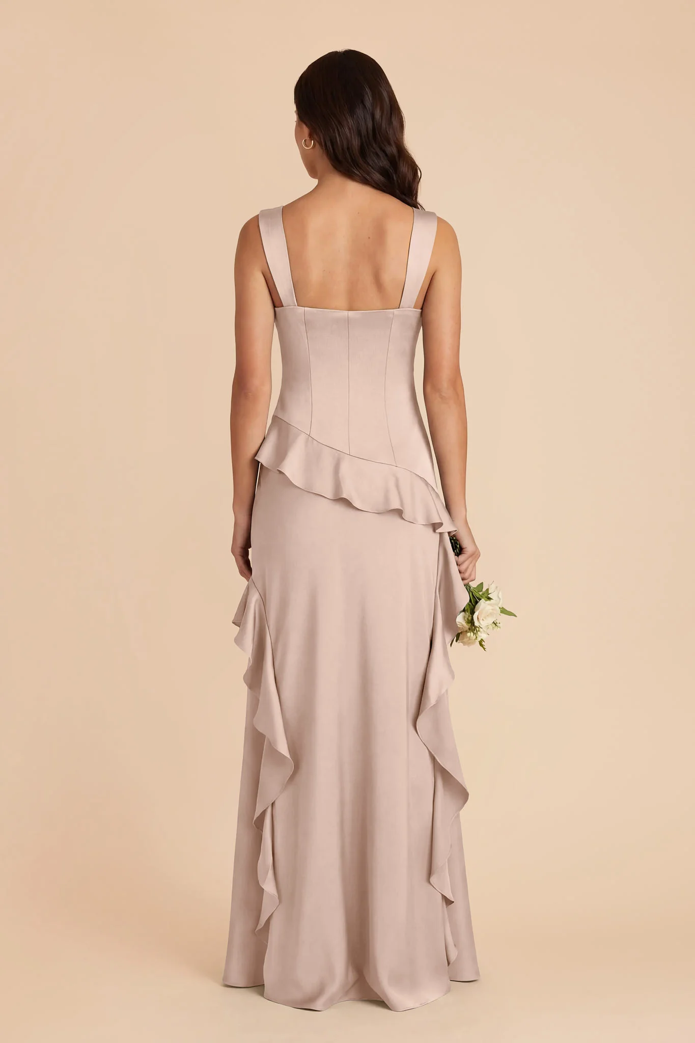 Jana Matte Satin Dress - Taupe - Image 5