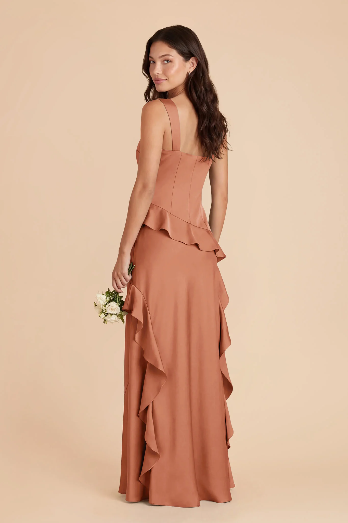 Jana Matte Satin Dress - Terracotta - Image 4