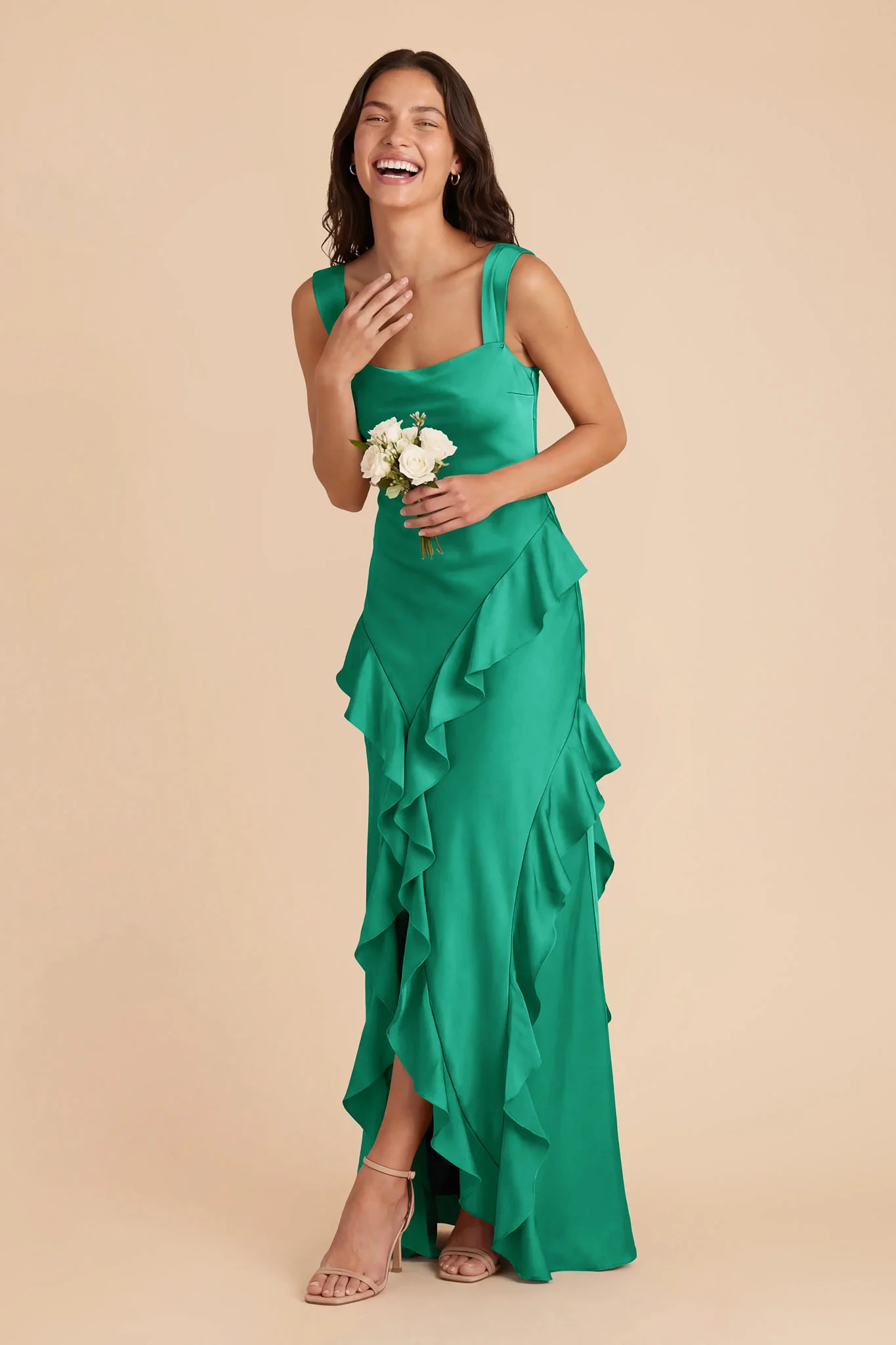 Jana Matte Satin Dress - Turquoise - Image 3