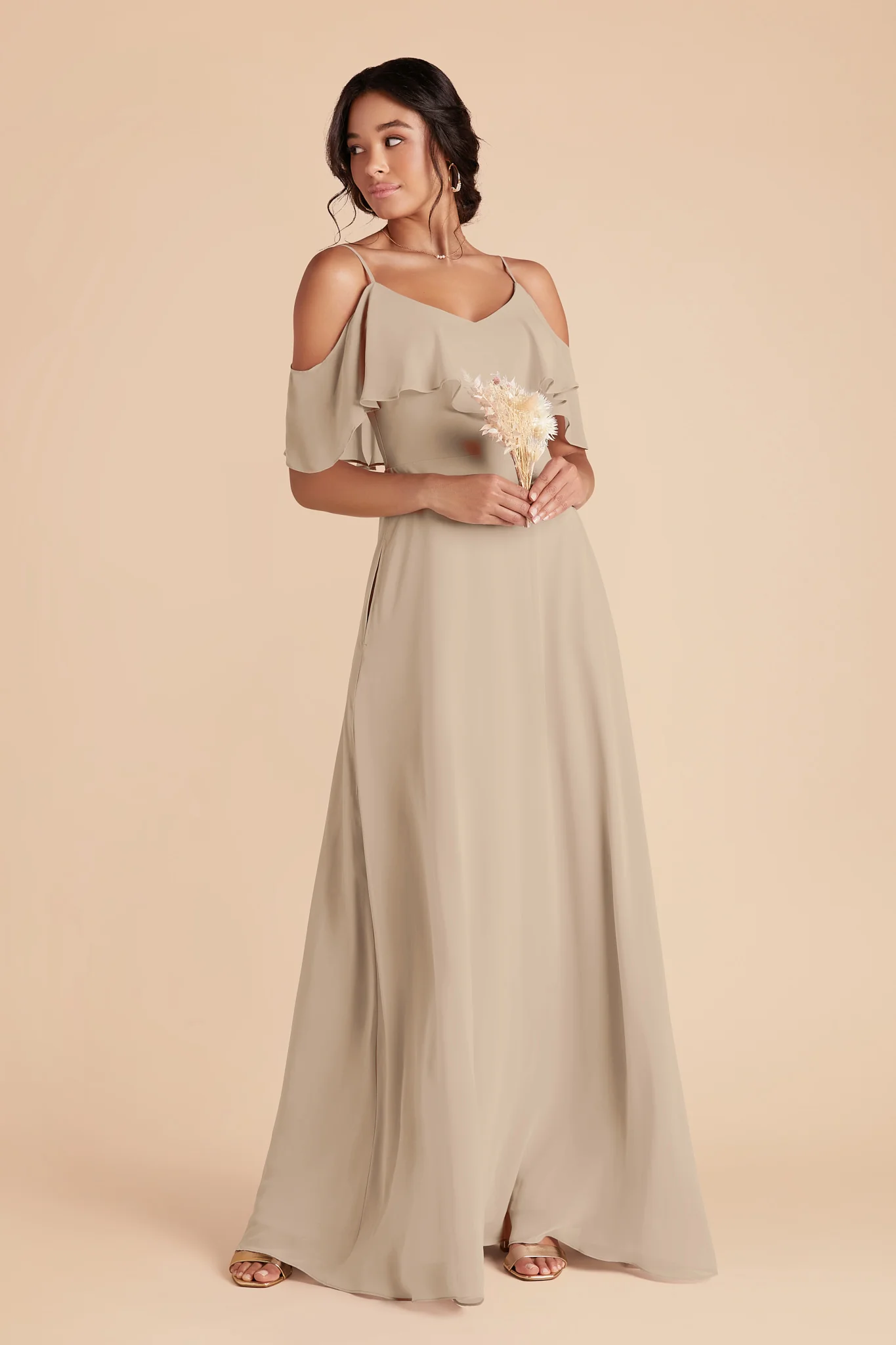 Jane Chiffon Dress - Almond - Image 2