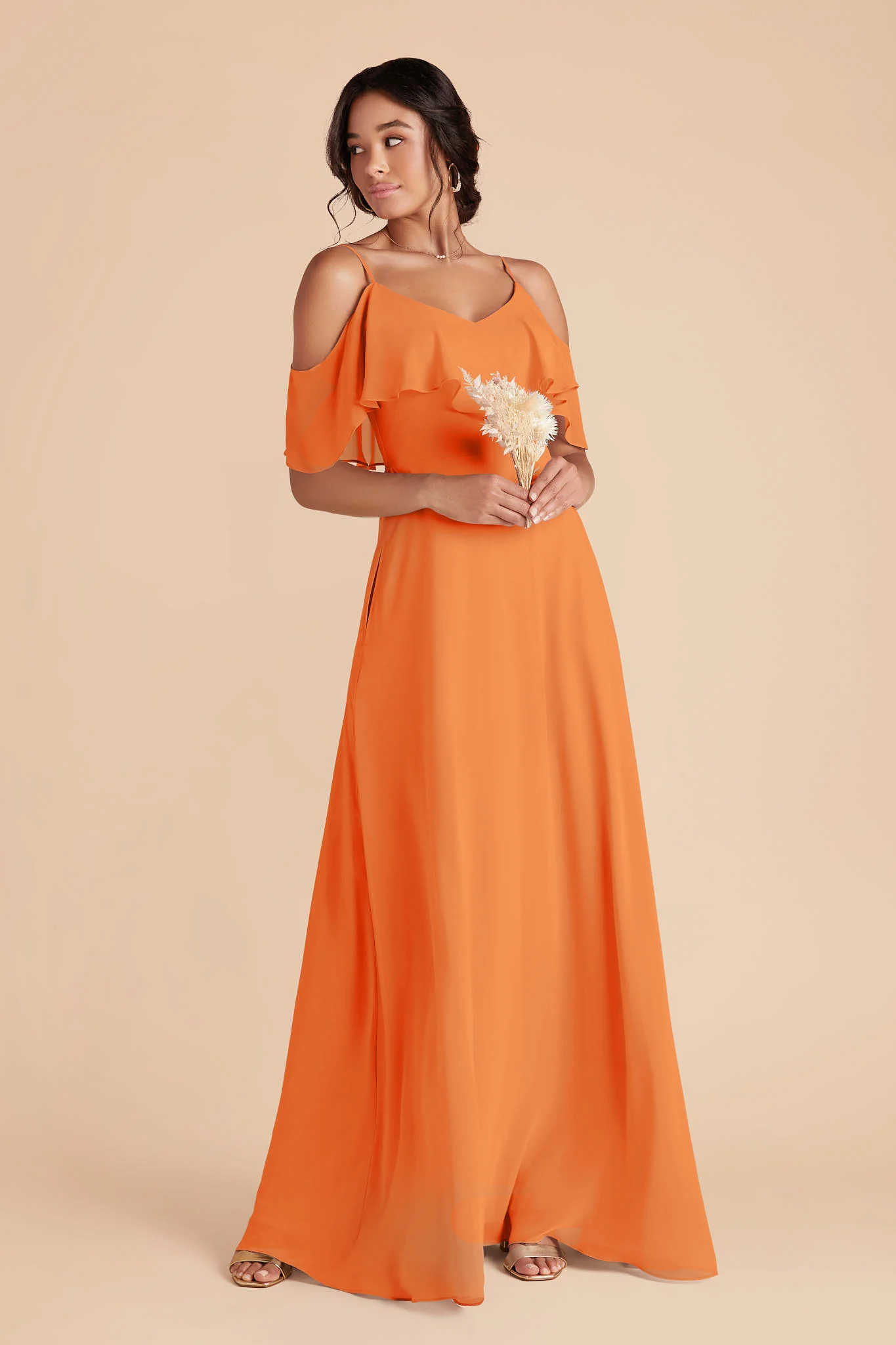 Jane Chiffon Dress - Apricot - Image 3