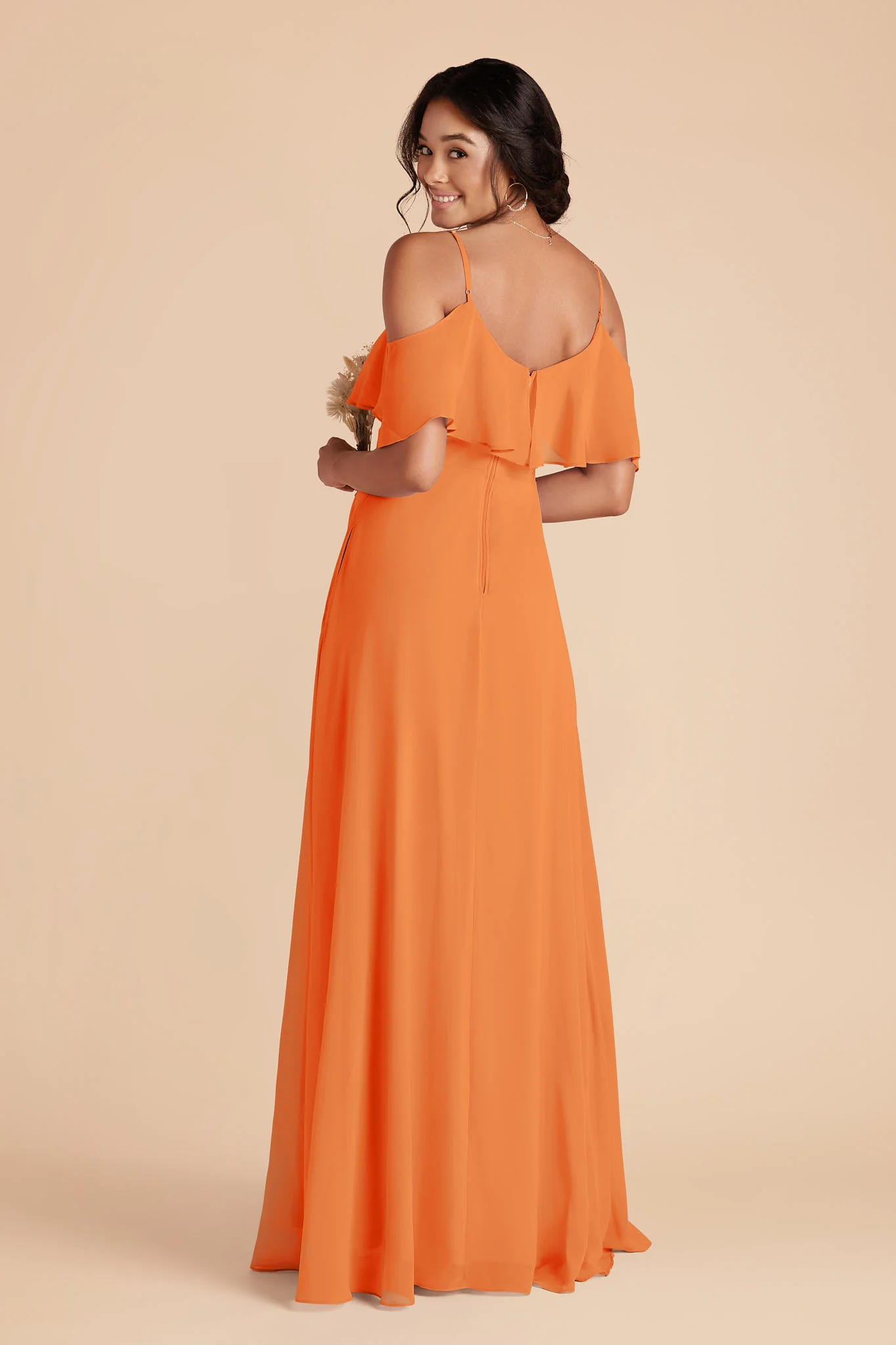 Jane Chiffon Dress - Apricot - Image 4