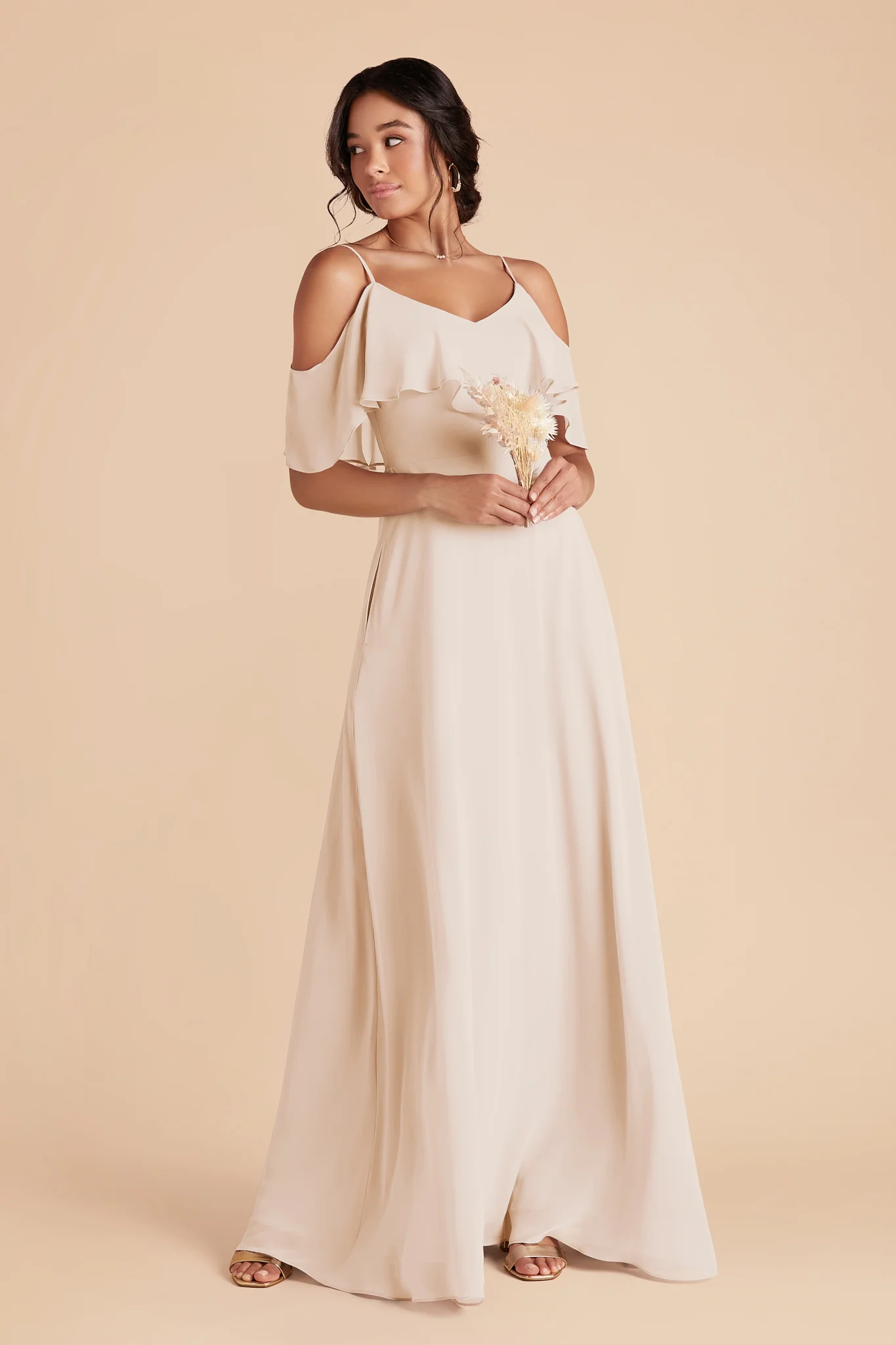 Jane Chiffon Dress - Champagne - Image 2