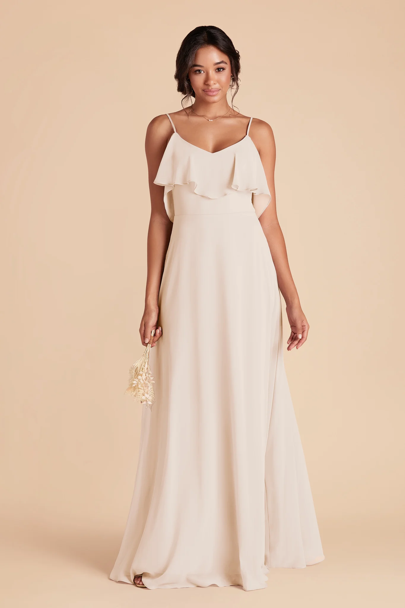 Jane Chiffon Dress - Champagne - Image 3