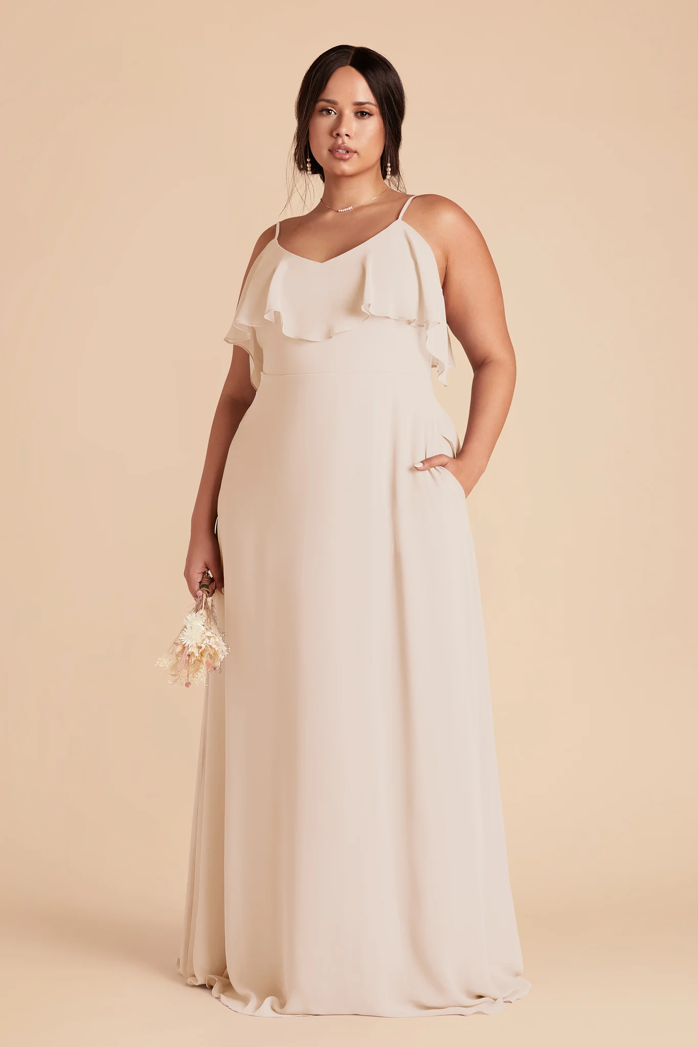 Jane Chiffon Dress - Champagne - Image 6