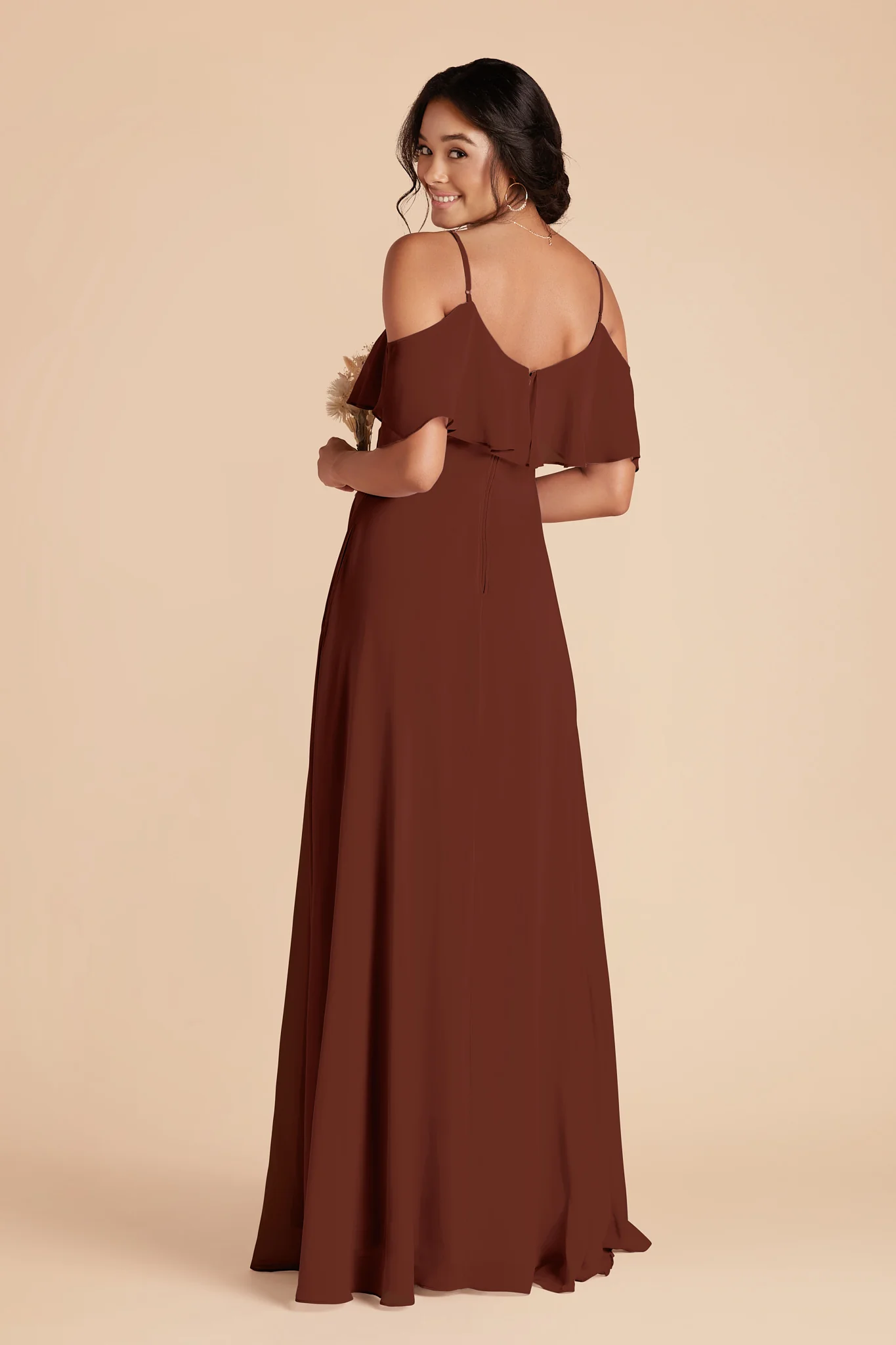 Jane Chiffon Dress - Cognac - Image 4