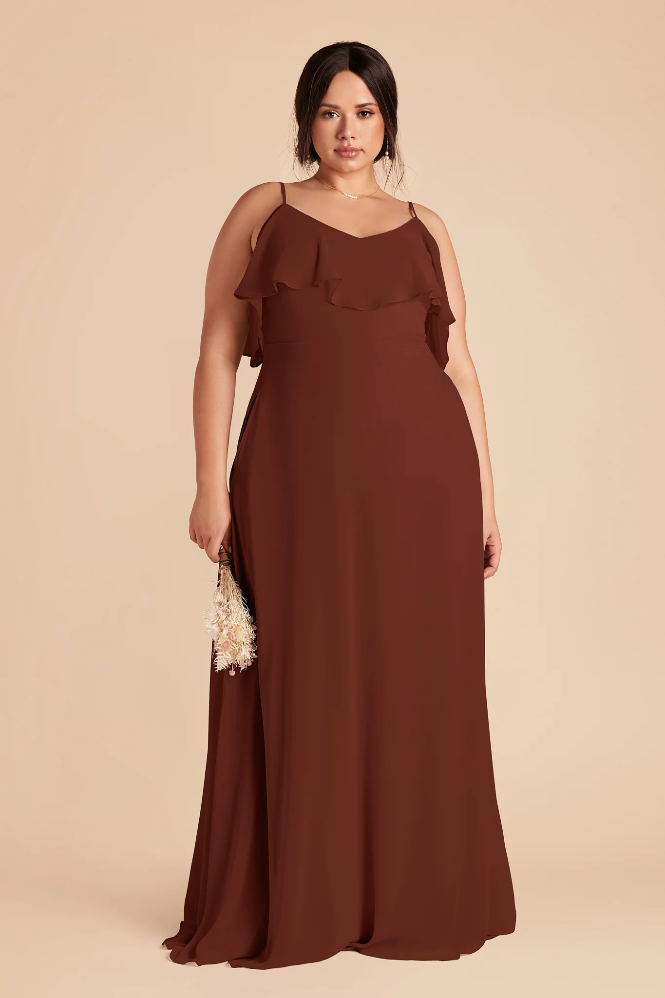 Jane Chiffon Dress - Cognac - Image 6