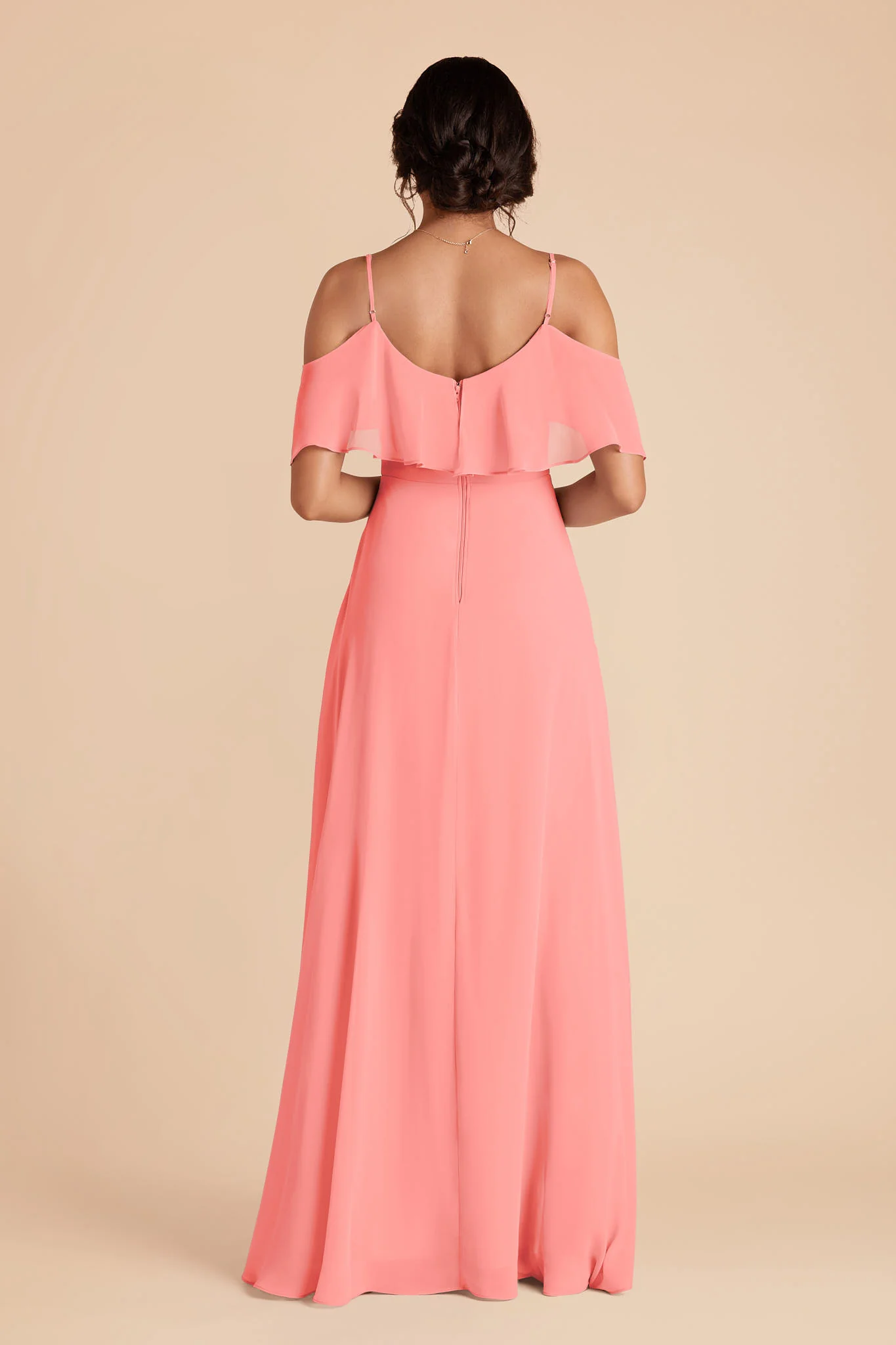Jane Chiffon Dress - Coral Pink - Image 5