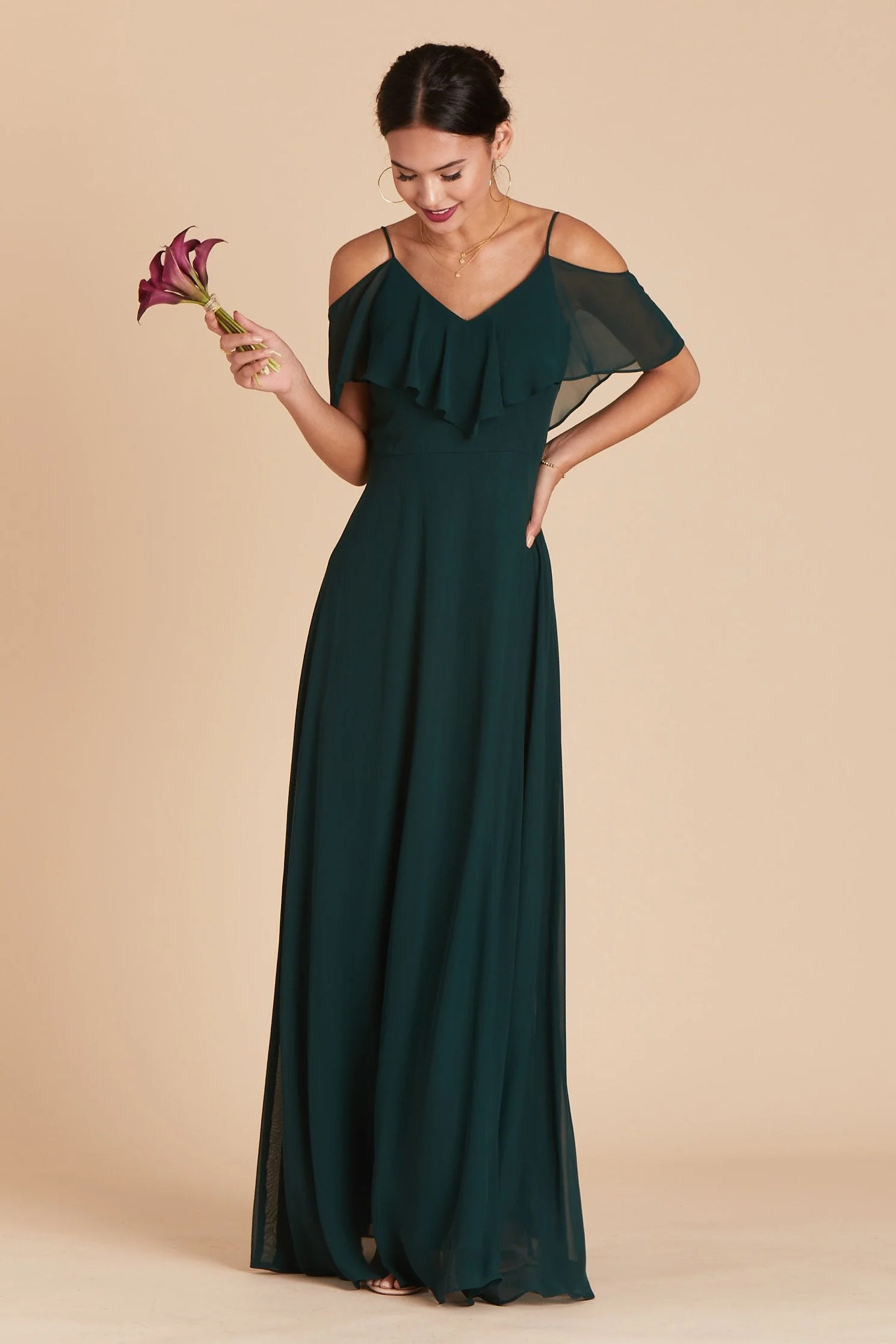 Jane Chiffon Dress - Emerald - Image 3