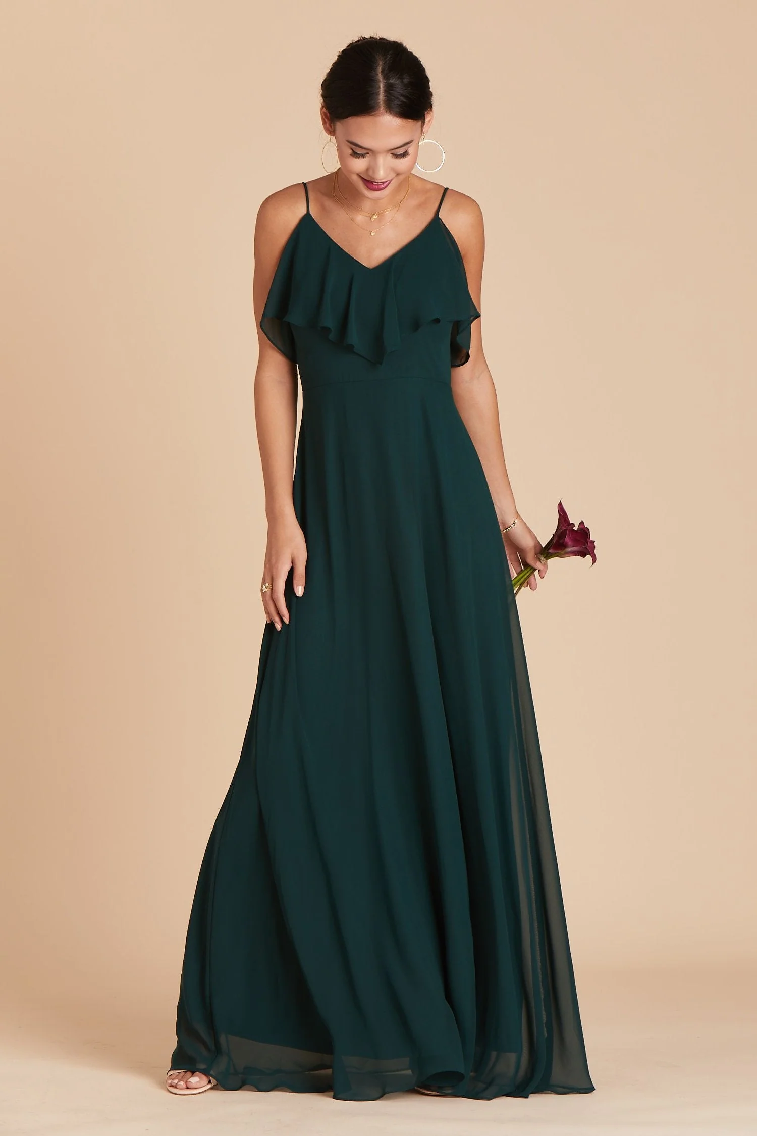 Jane Chiffon Dress - Emerald - Image 4