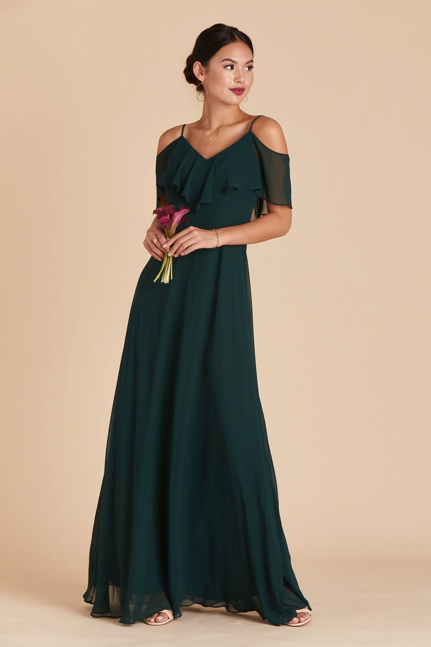 Jane Chiffon Dress - Emerald - Image 6