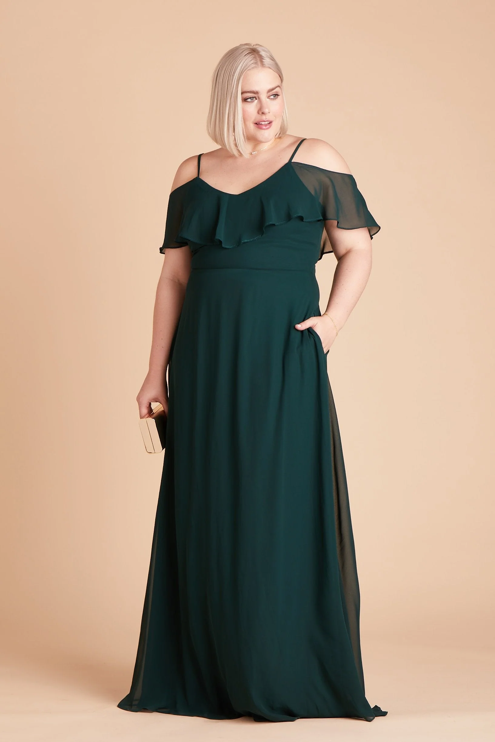 Jane Chiffon Dress - Emerald - Image 9