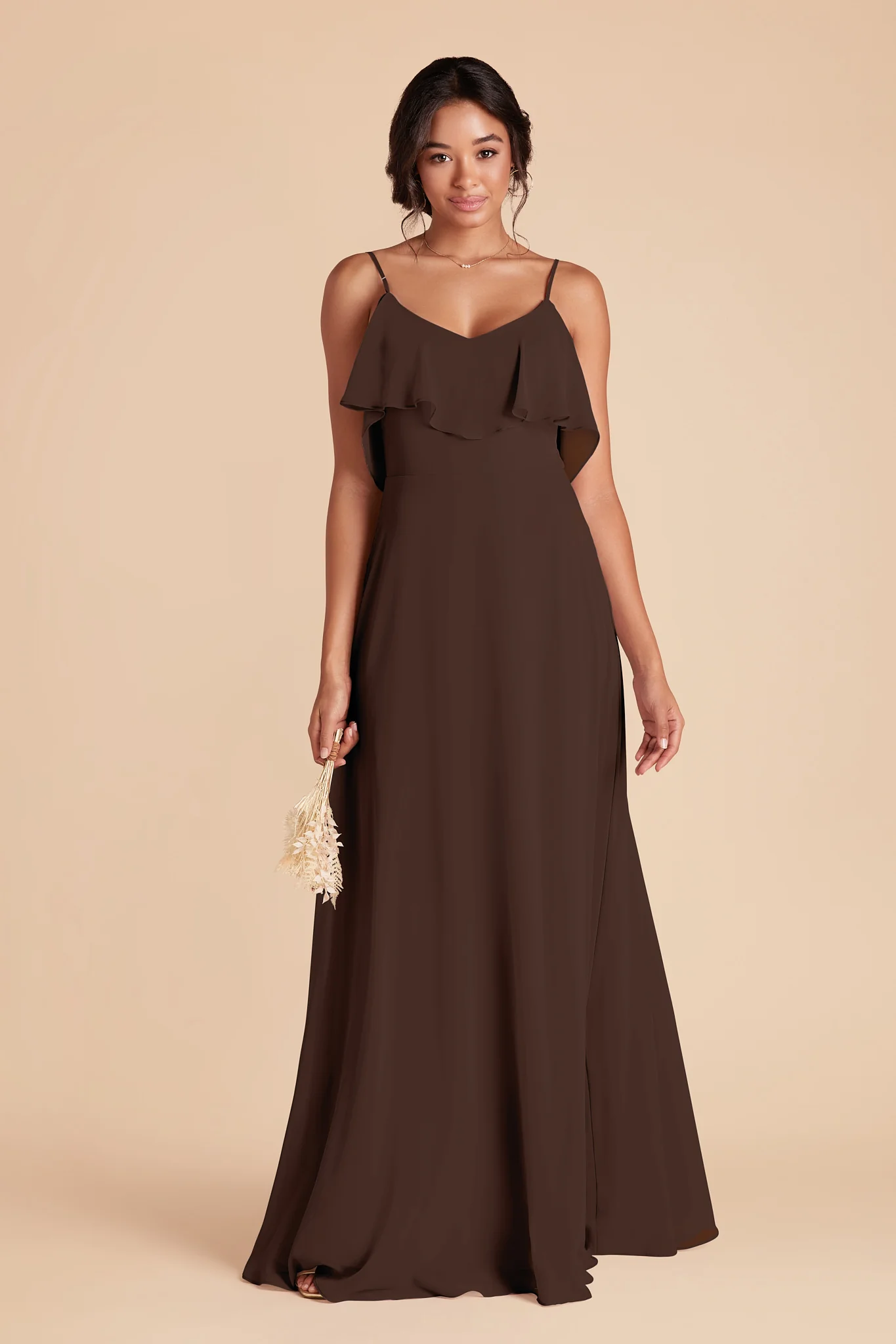 Jane Chiffon Dress - Espresso