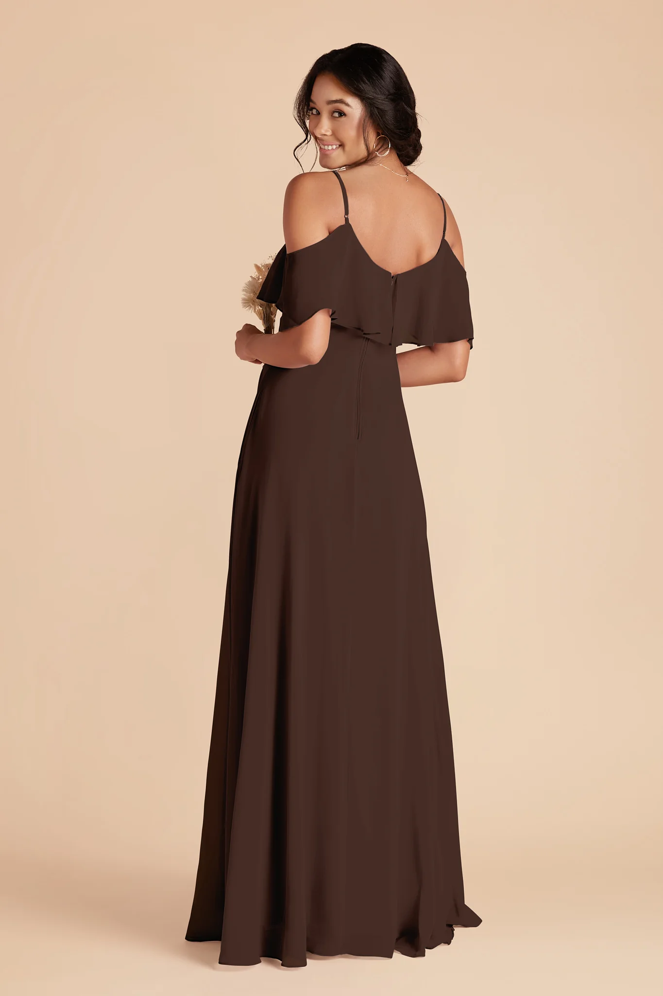 Jane Chiffon Dress - Espresso - Image 4