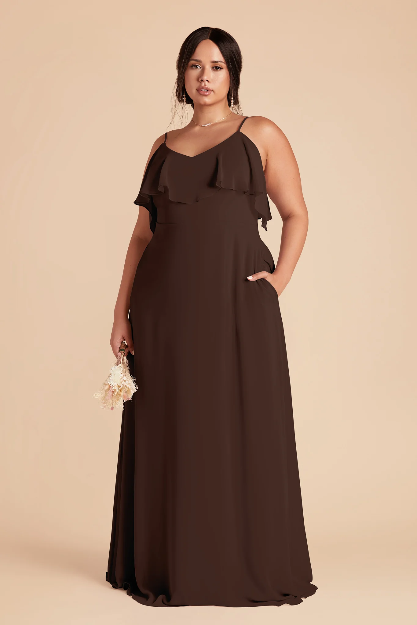 Jane Chiffon Dress - Espresso - Image 6