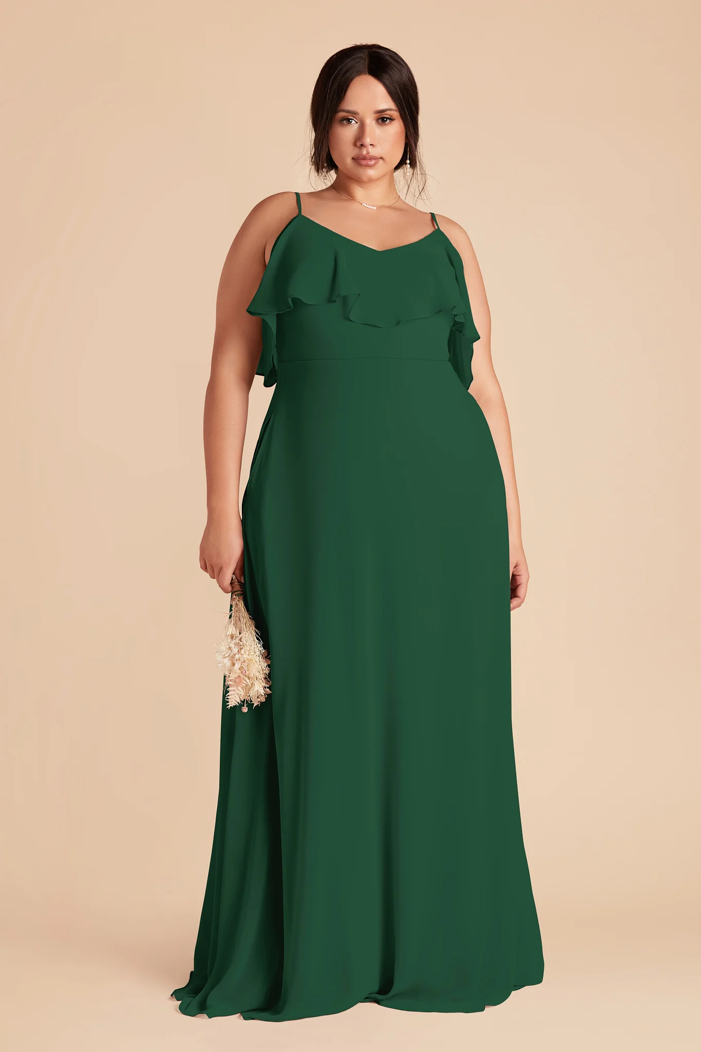 Jane Chiffon Dress - Forest Green