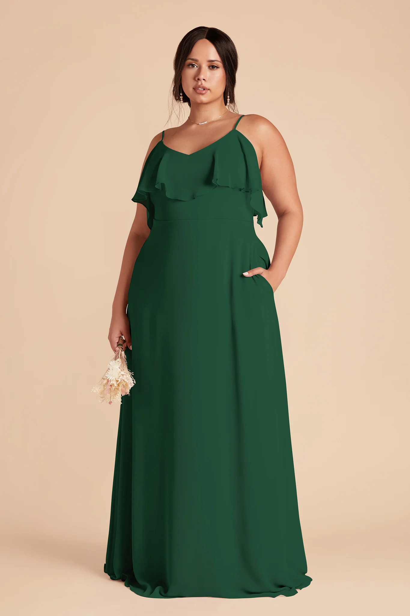Jane Chiffon Dress - Forest Green - Image 6