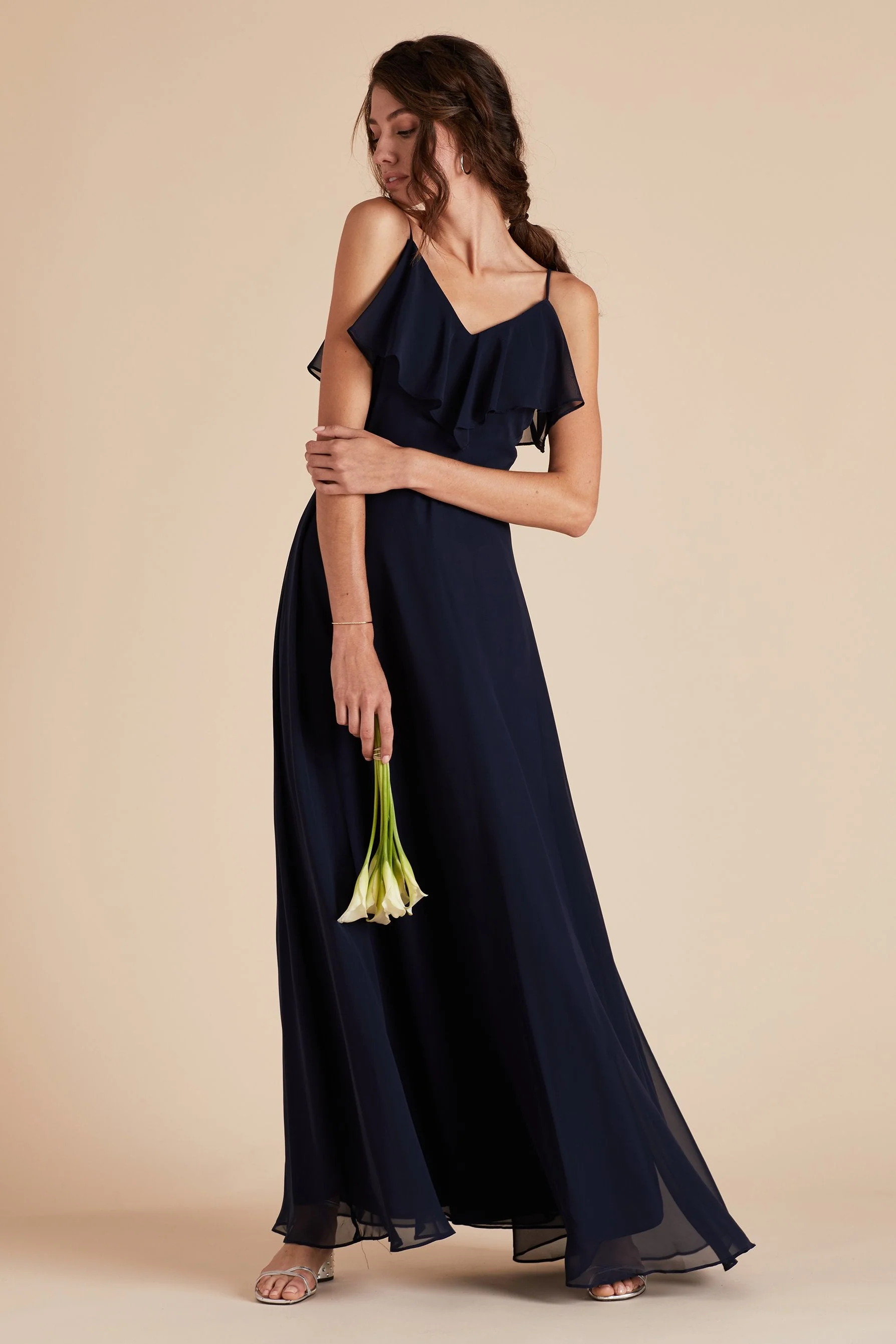 Jane Chiffon Dress - Navy