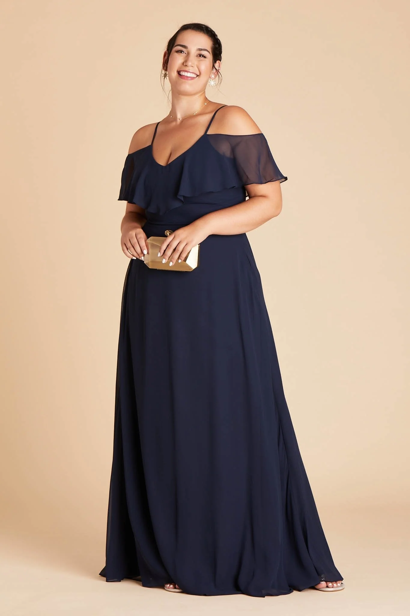 Jane Chiffon Dress - Navy - Image 12