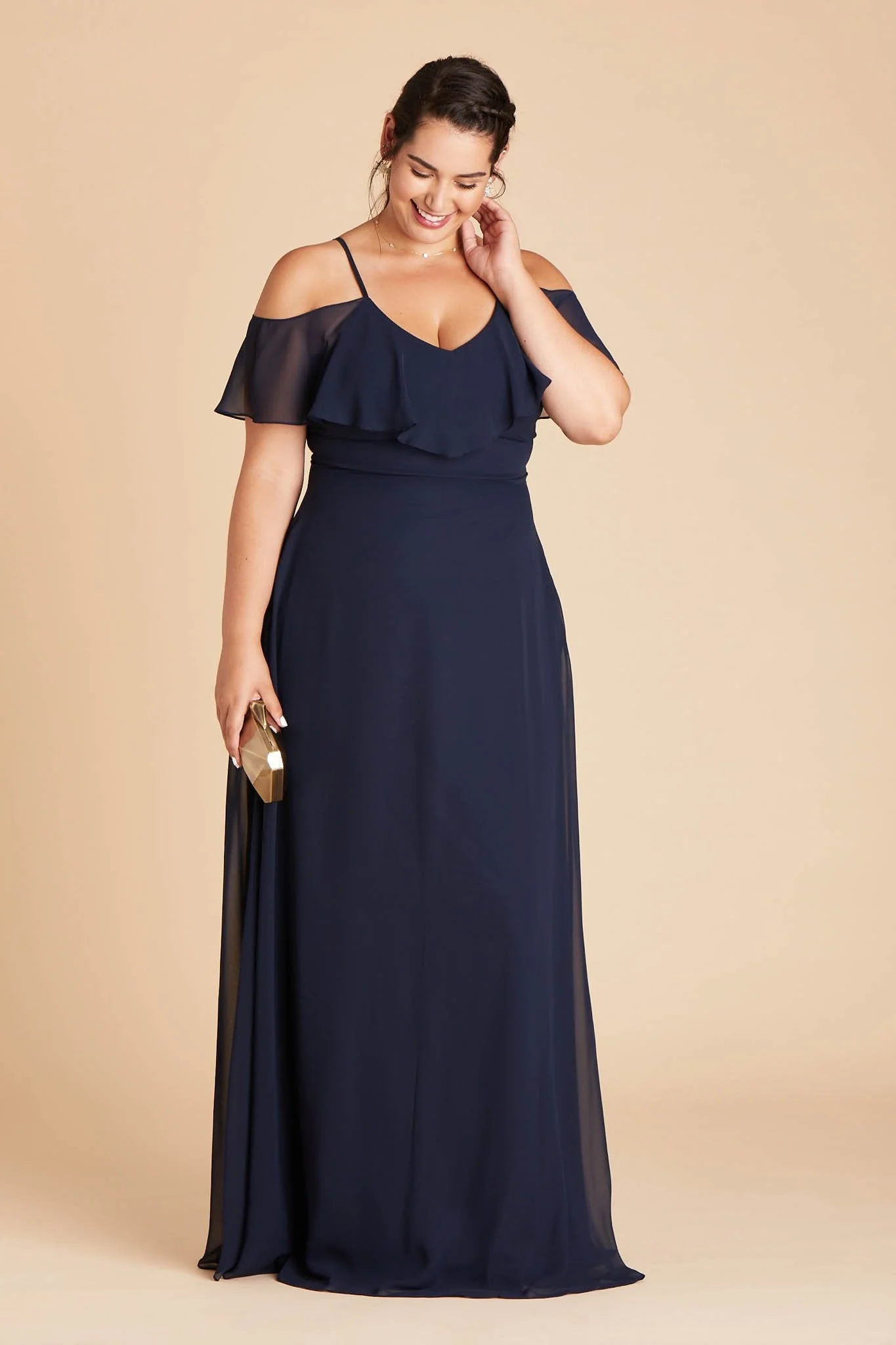 Jane Chiffon Dress - Navy - Image 15