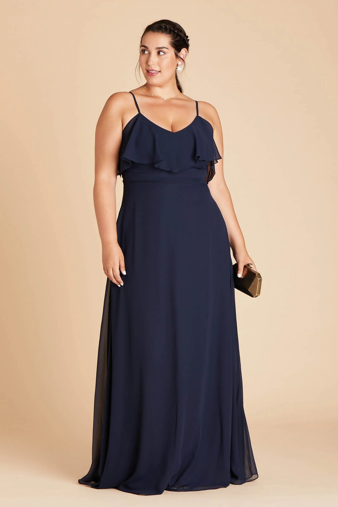Jane Chiffon Dress - Navy - Image 8