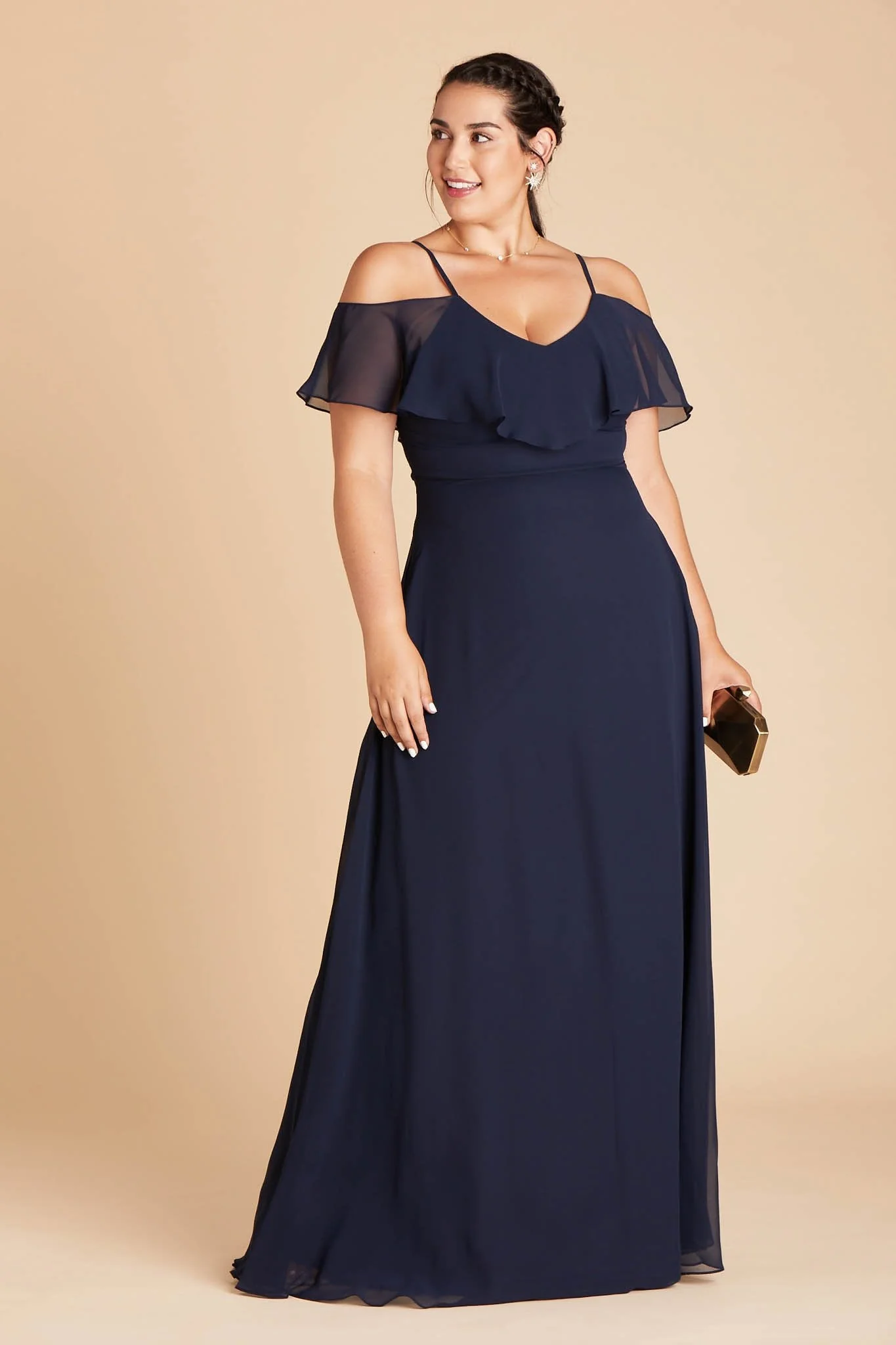 Jane Chiffon Dress - Navy - Image 9