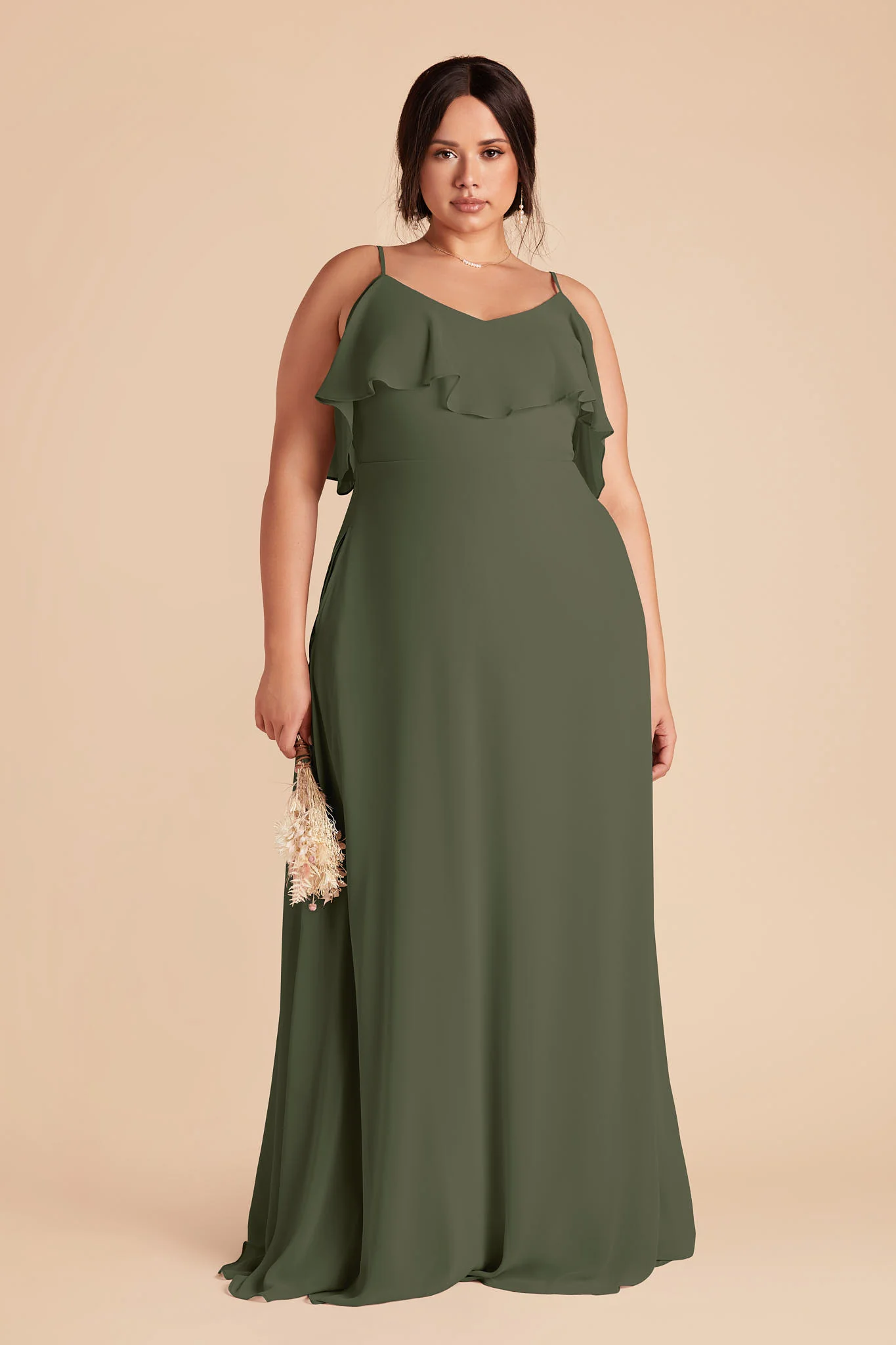 Jane Chiffon Dress - Olive - Image 2