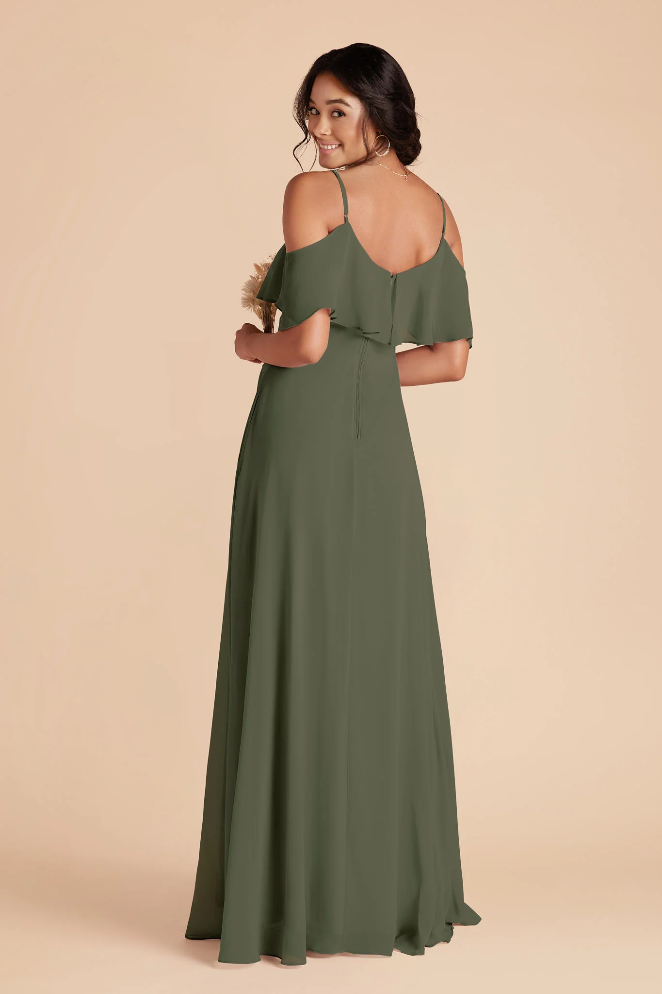 Jane Chiffon Dress - Olive - Image 4