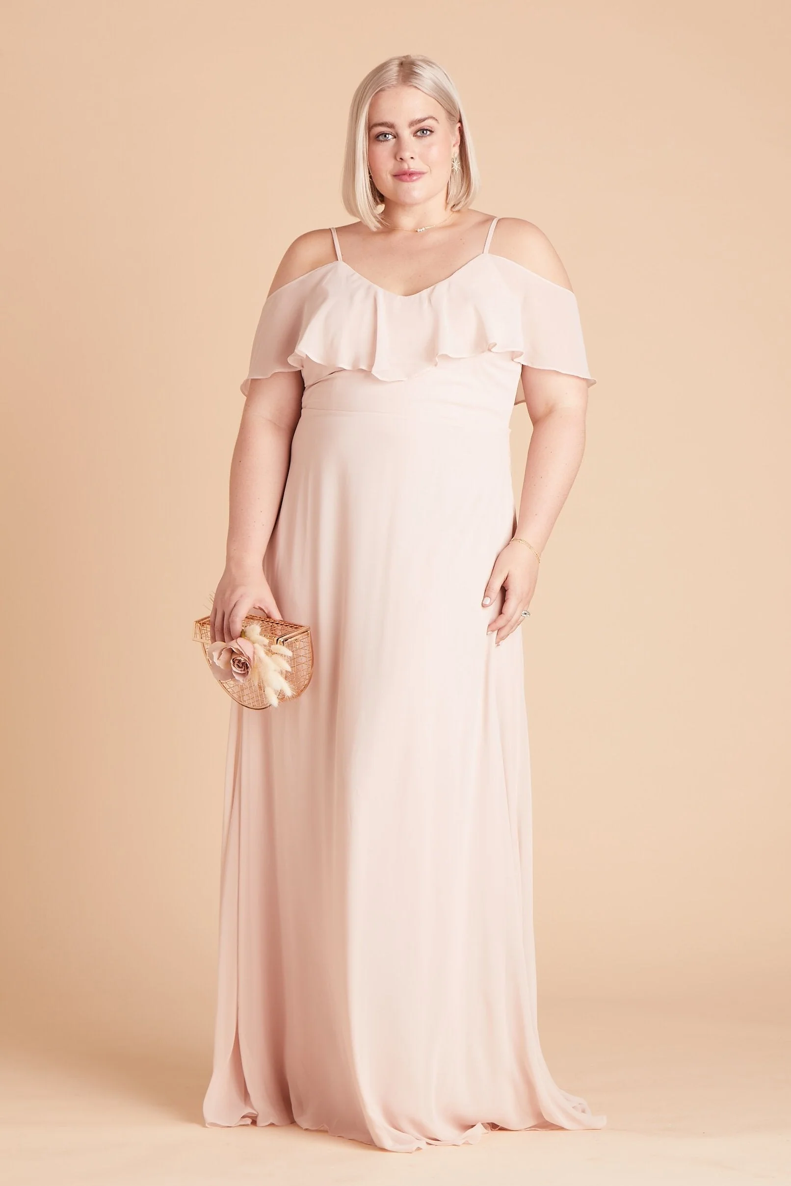 Jane Chiffon Dress - Pale Blush - Image 11