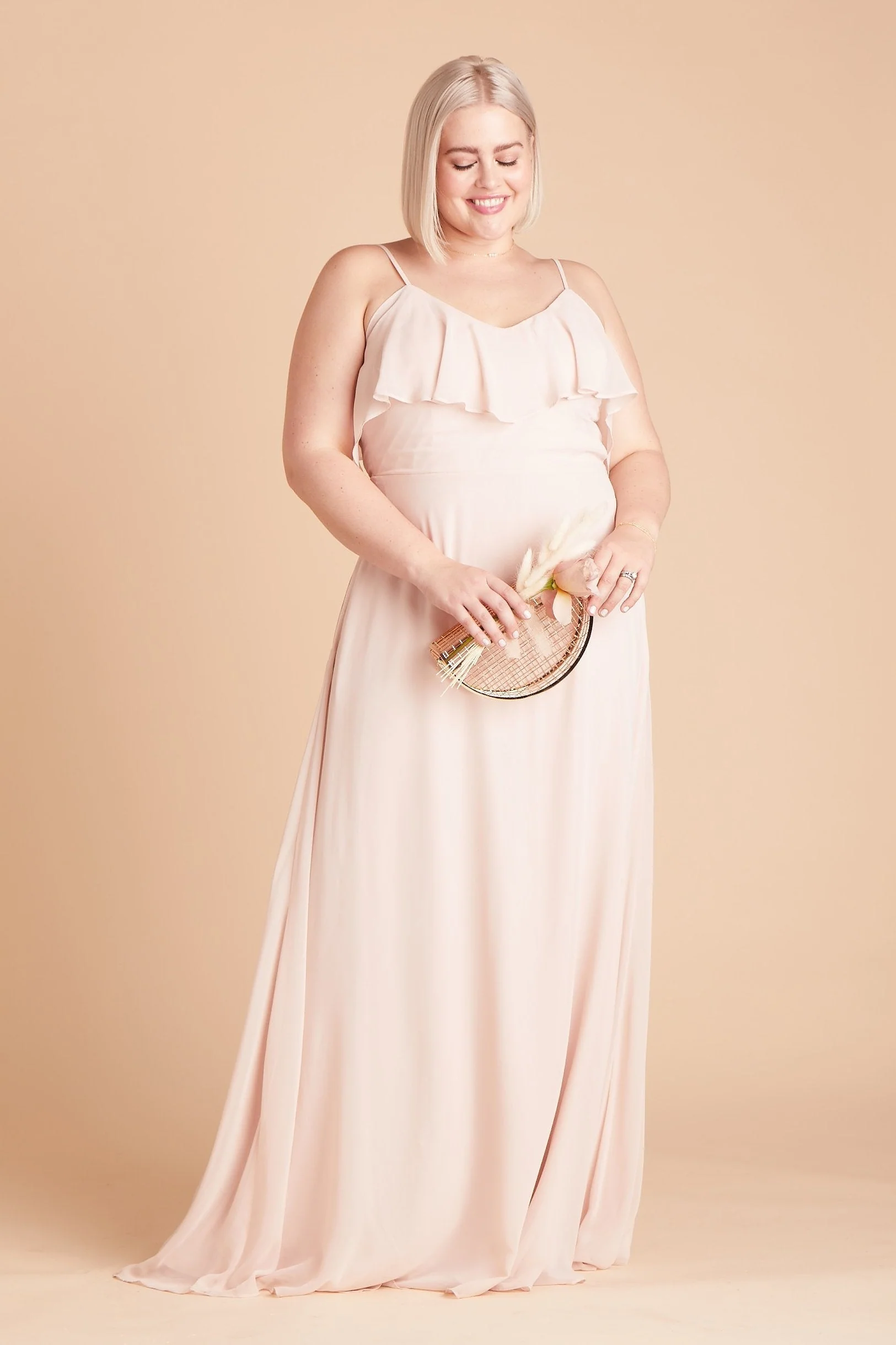 Jane Chiffon Dress - Pale Blush - Image 12