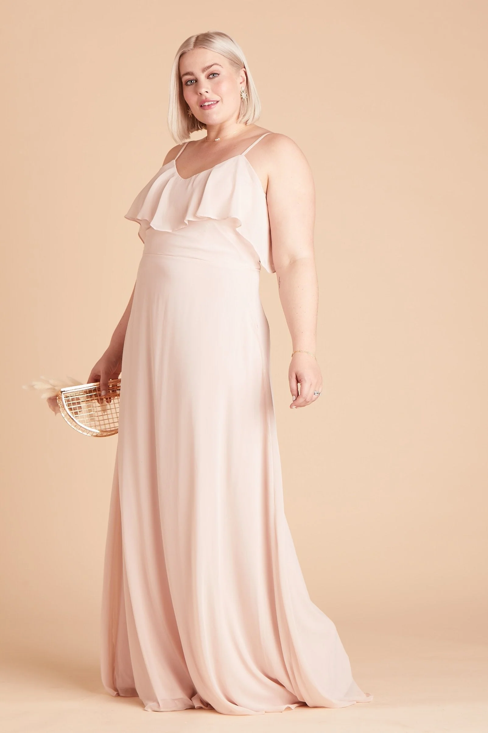 Jane Chiffon Dress - Pale Blush - Image 13